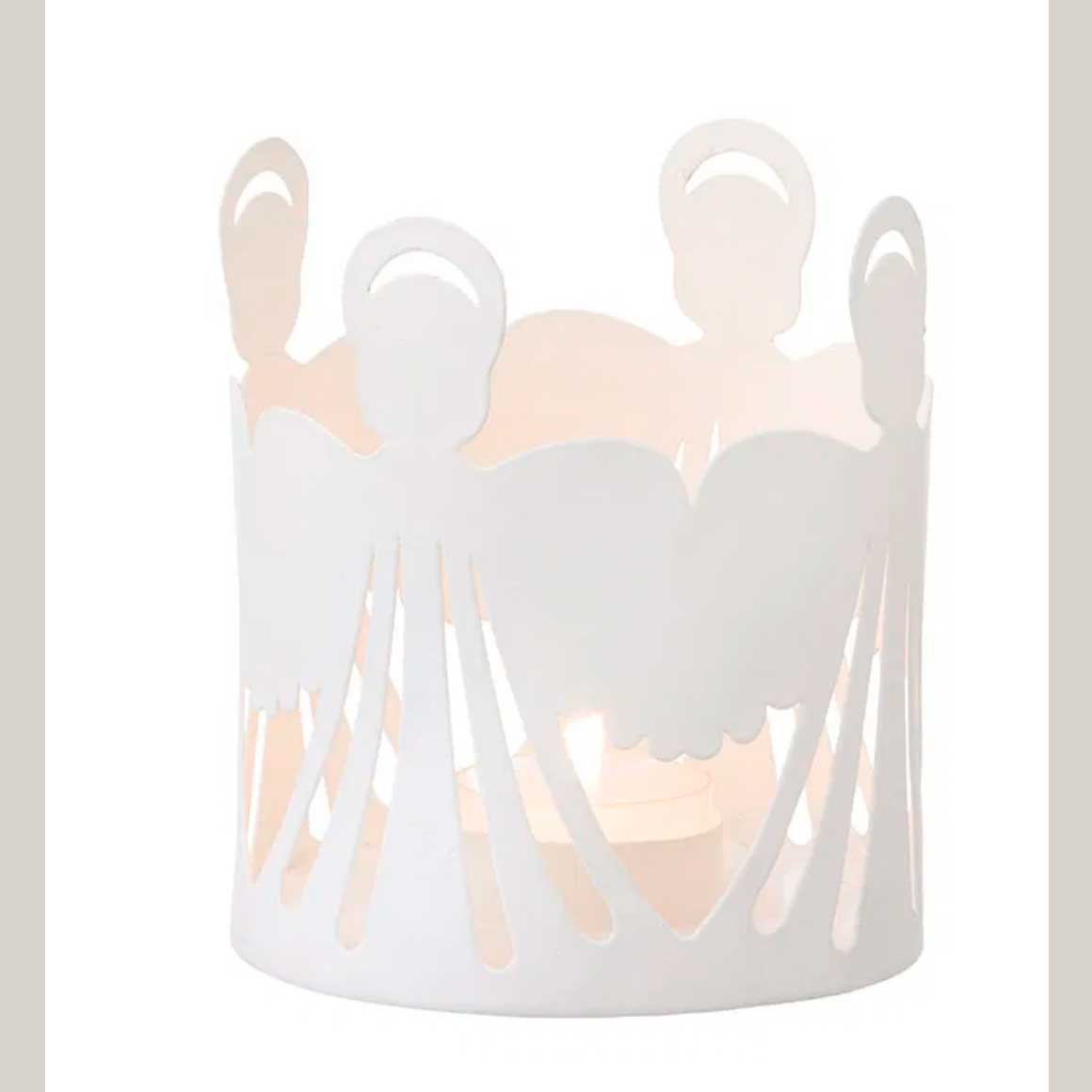 Adventdeko Kerzendeko mit Engel Weihnachtsdeko Bezaubernde Deko ♥ rundes Windlicht, das von Engeln umgeben ist ✓ Weiße Laterne als Tischdeko ♥ Soulbirdee Weihnachtsshop