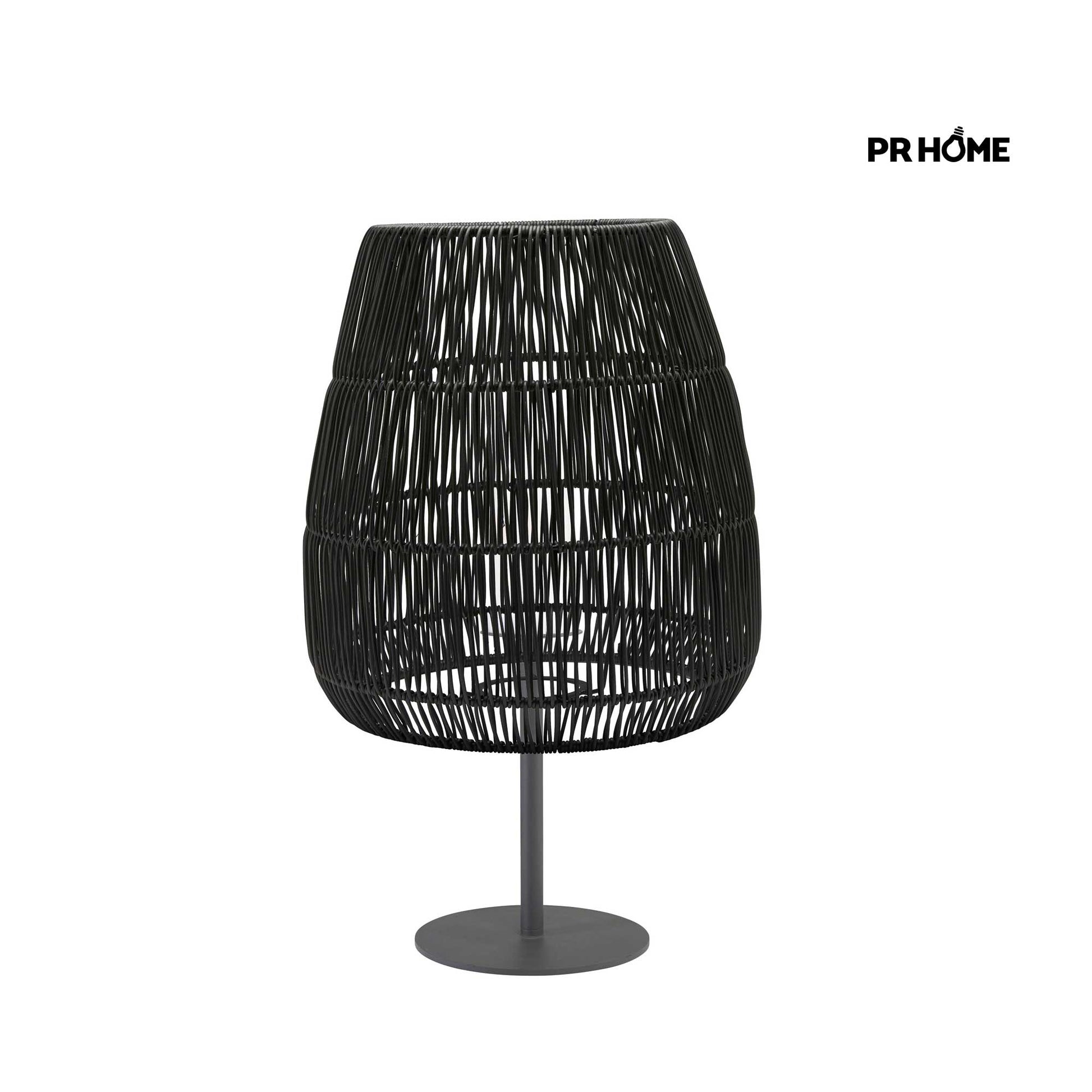 Outdoor Tischlampe schwarz SAIGON Poly Rattan Lampenschirm Prhome Qualität Lampe kaufen Outdoor Lampe Draußen Beleuchtung Gartenlicht Balkonlampe | Soulbirdee Lampenshop