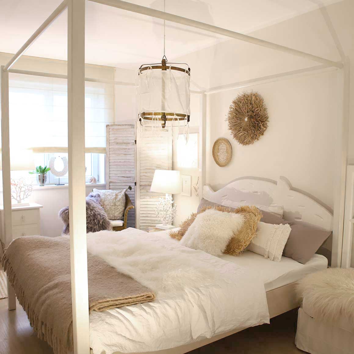 Schlafzimmerlampe Maritim Mediterran Lampenschirm Baumwolle Leinen Sweet Dreams Stoff Weiss Pendellampe Pendelleuchte Boho Stil Ibiza Hängelampe Metall Gestell Esstischlampe kaufen im Soulbirdee Onlineshop