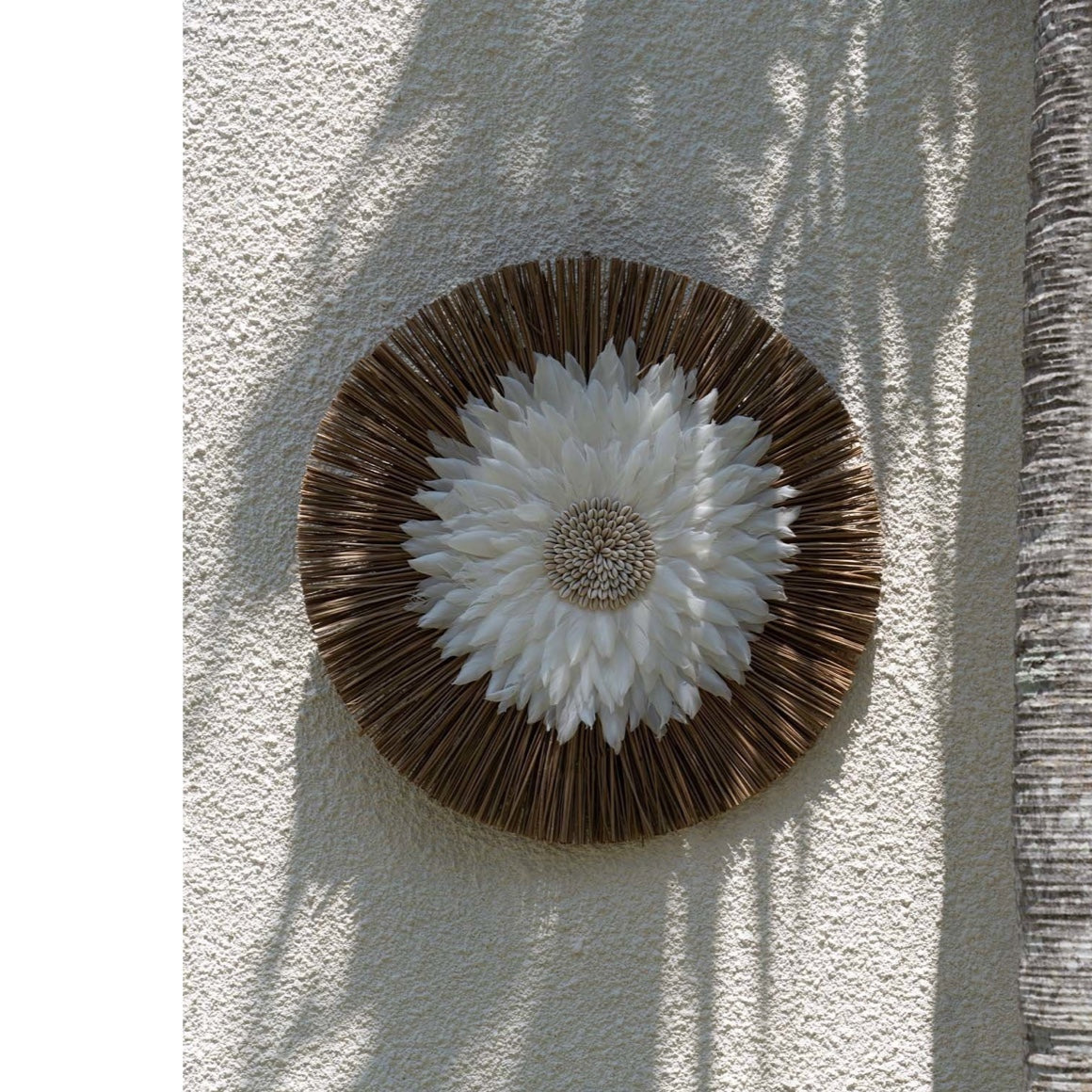 wanddeko handgefertigt naturmaterial nachhaltig Alang-Alang-Gras, Federn Bazar Bizar bali Boho-Chic Esszimmer, Schlafzimmer, Wohnraum Flur soulbirdee onlineshop