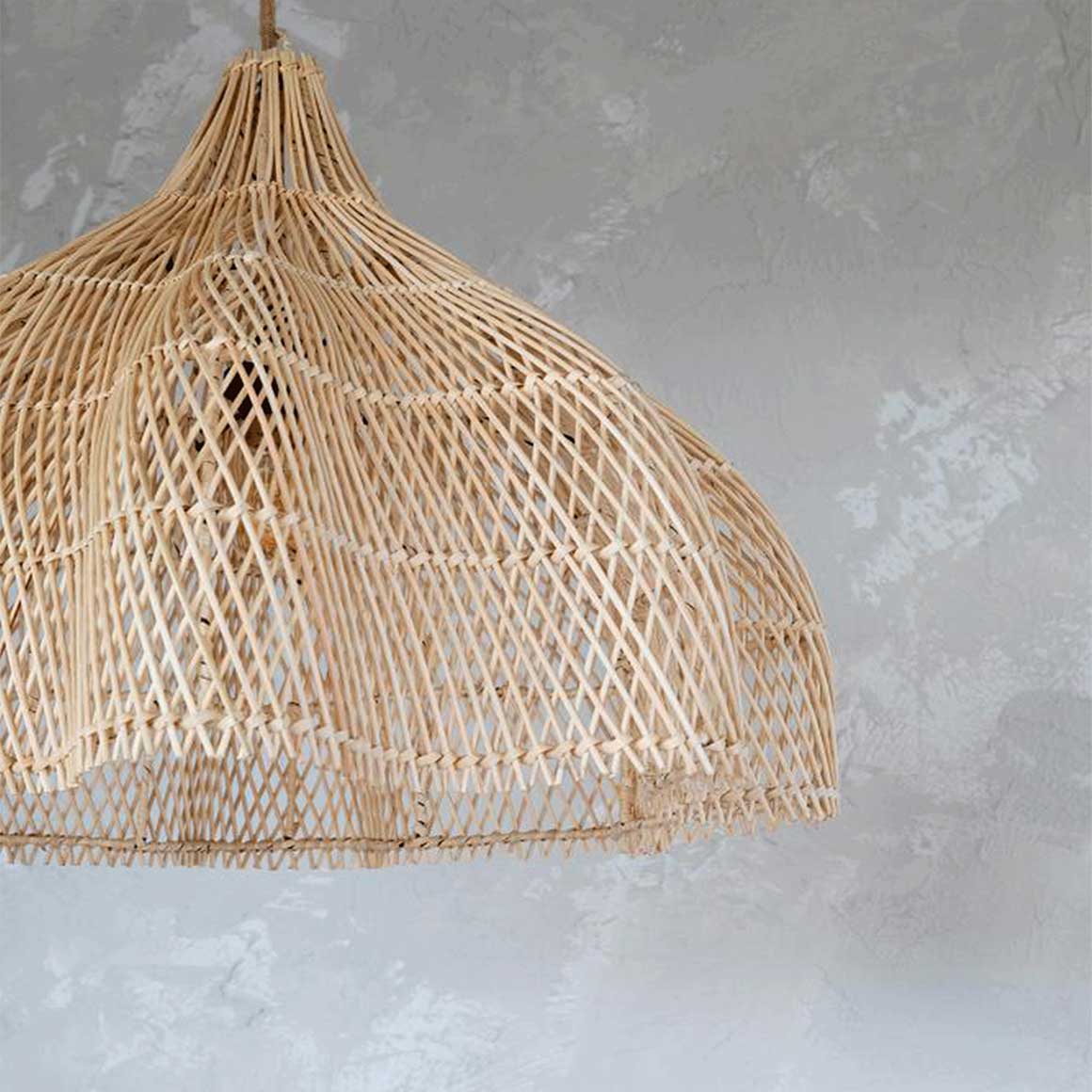Rattanlampe Rattanleuchte Rattan-Leuchte Rattan-Lampe geflochten organische form Beachhouse Esstischleuchte Whipped Rattan Lampenschirm Hängeleuchte Boho Lampe Bazar Bizar Soulbirdee
