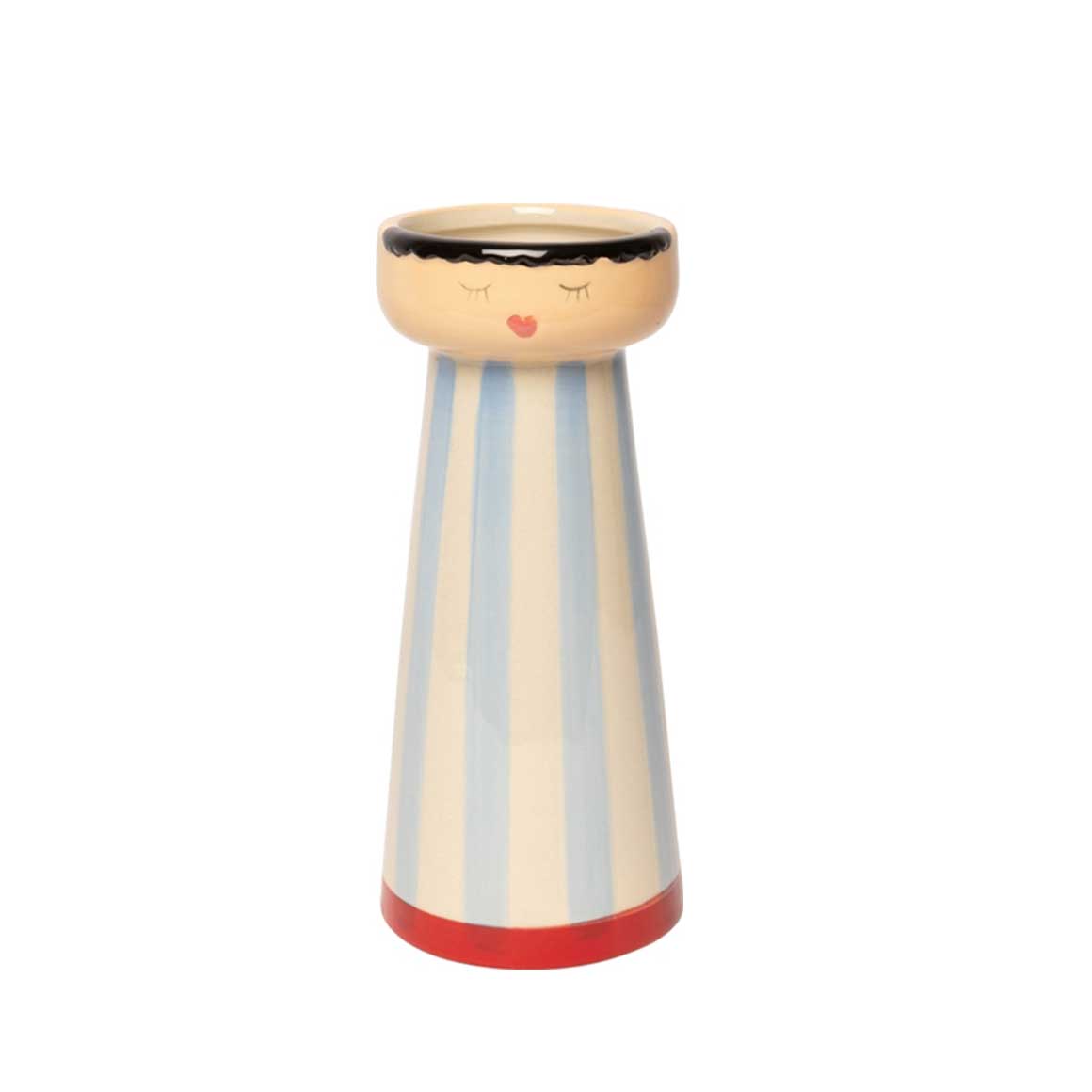 Vase gestreift blau Geschenk für Frauen Bunte Vase mit einem lächelnden Gesicht Geschenkidee Frühlingsdeko Wohnzimmerdeko Soulbirdee Onlineshop