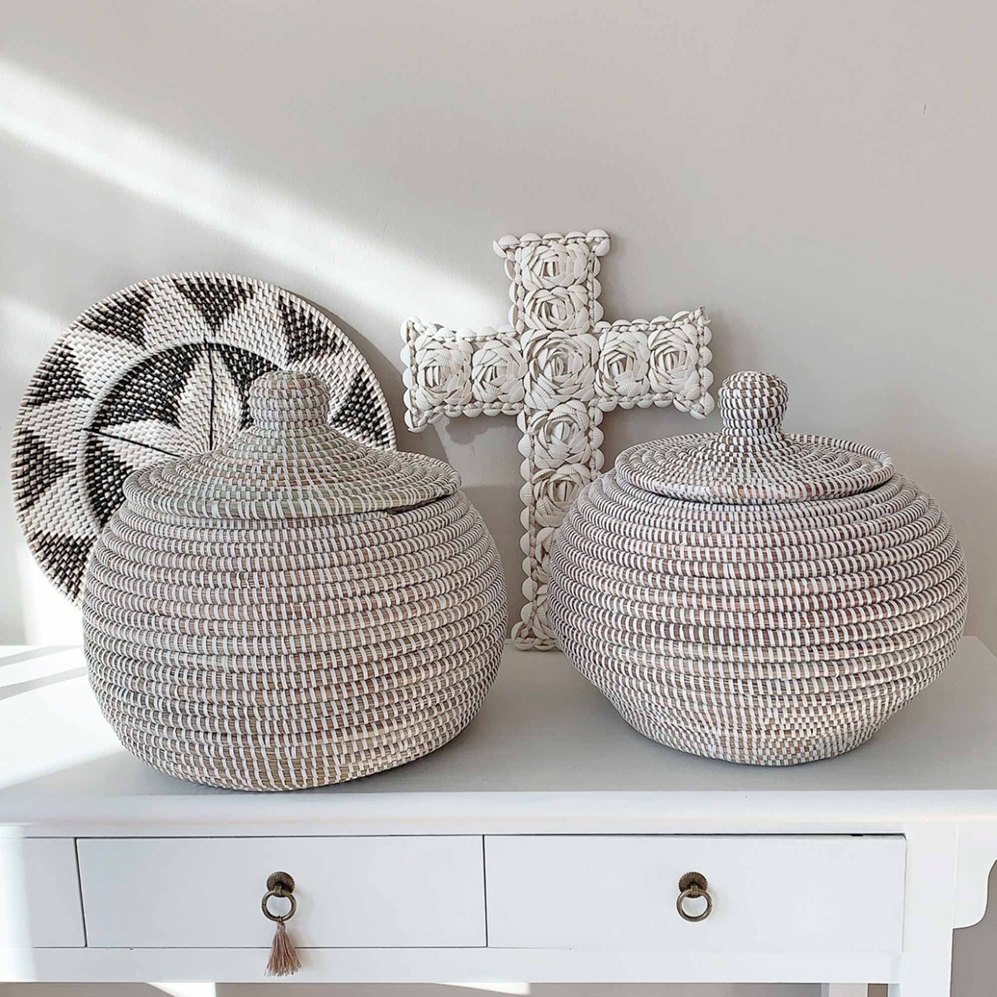 weisser Deckelkorb Korb kaufen Aufbewahrung Küche Badezimmer Deko Soulbirdee Onlineshop