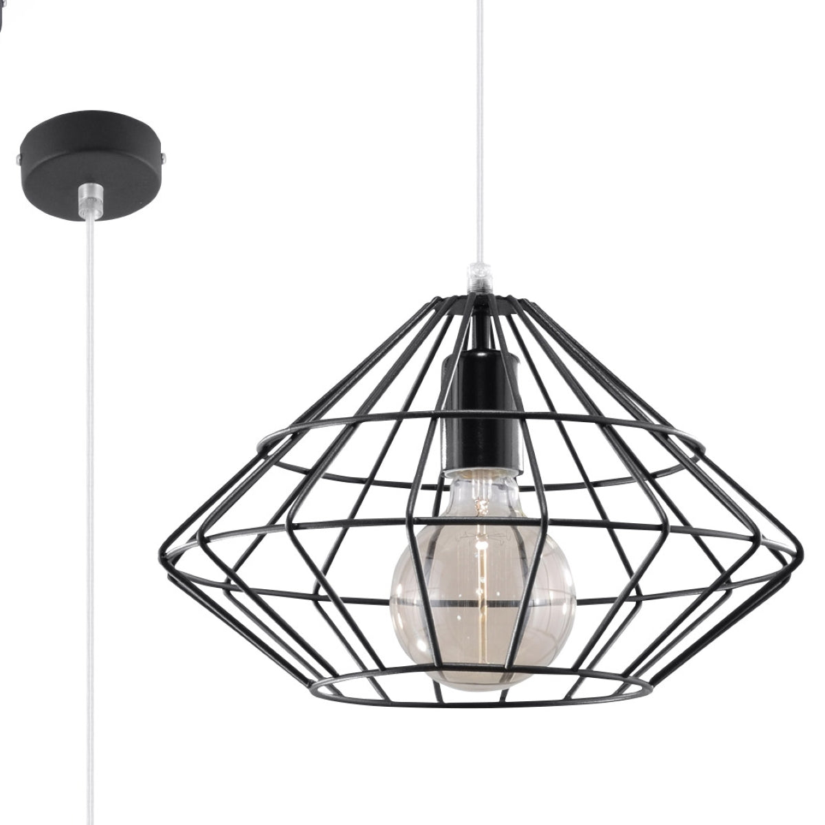 Moderne Pendelleuchte Metall schwarz Diamant konisch skandinavische Hängelampe Industrial style Polen europäisch Scandi nordisch Pendelleuchte kaufen Soulbirdee Onlineshop Lampenshop