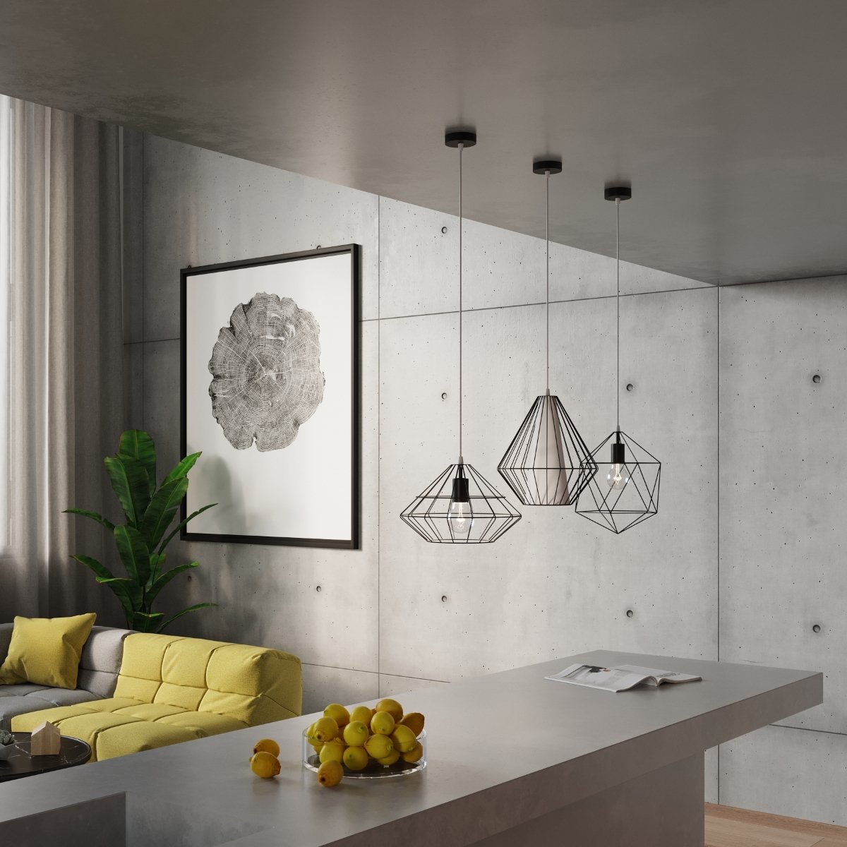 Pendelleuchte Metall schwarz Küche Thekenbeleuchtung Empfang Diamant Prisma skandinavische Hängelampe Industrial style Polen europäisch Scandi nordisch Pendelleuchte kaufen Soulbirdee Onlineshop Lampenshop