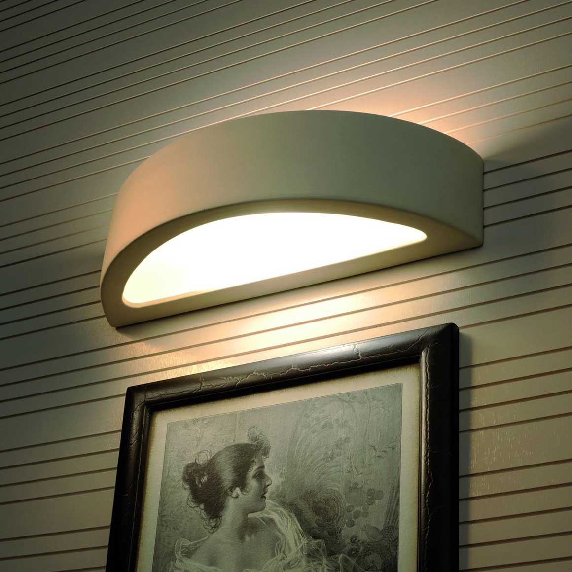 Wandlampe licht nach unten bilderlampe bilderleuchte beleuchtung innen lampe wand wandleuchte weiss keramik rund halbrund porzellan modern soulbirdee lampenshop sollux