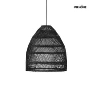 Outdoor Lampe Schwarz Maja Rattan Lampe Schwarz | 3 Größen PRHOME Hängelampe im Skandi Style | Outdoor Hängelampe | Draußen Licht Beleuchtung Leuchte | Soulbirdee Lampenshop