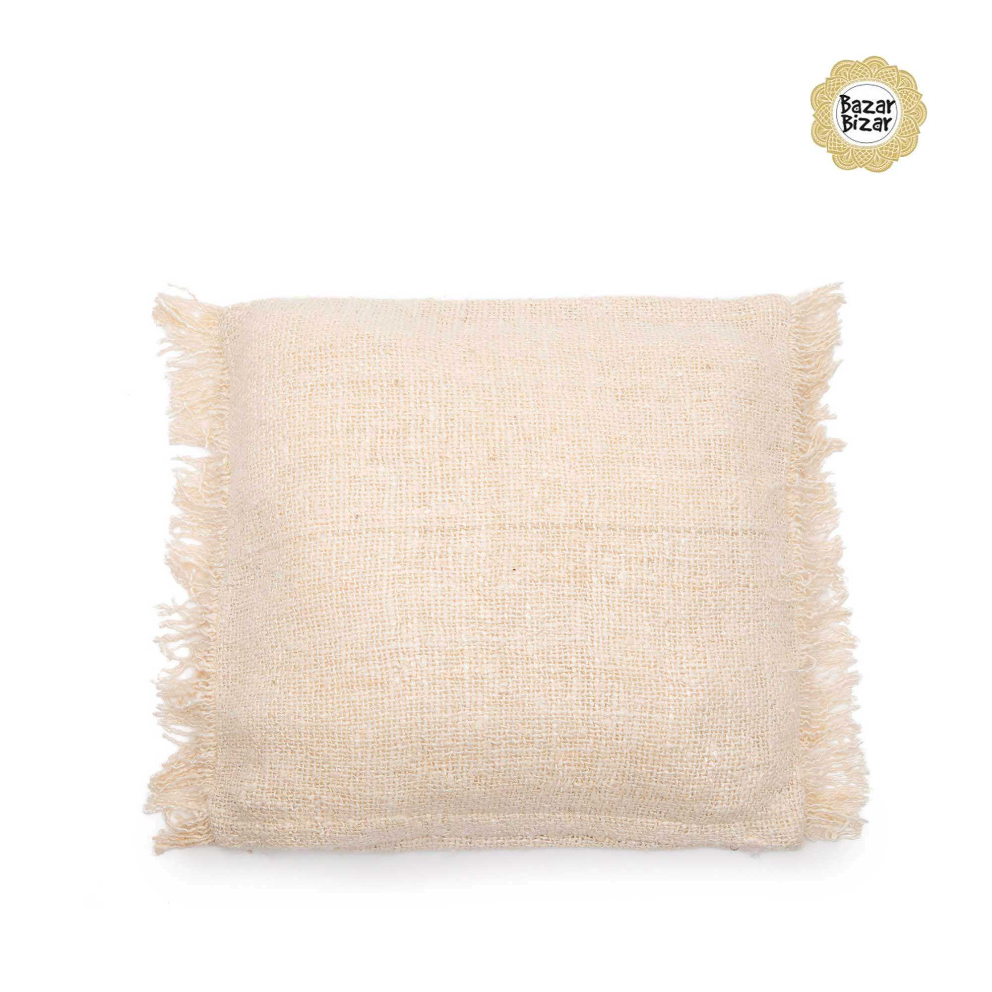 Kissenhülle The Oh my Ghee in Farbe CREAM ♥ The Oh My Gee - CREAM von Bazar Bizar, ein weiches Kissen aus Baumwolle mit Fransen ♥ Bazar Bizar kaufen mit Rabatt