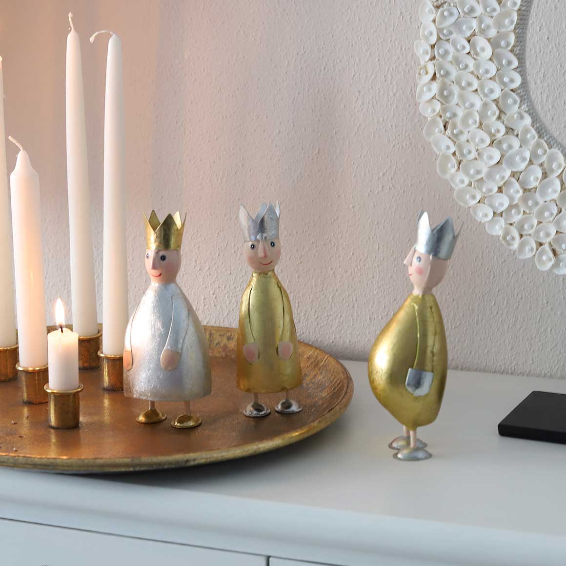 Goldene Könige Dekofiguren Deko kaufen Weihnachten Heilige 3 Könige Tischdeko Weihnachtsdeko Landhaus Stil Onlineshop Soulbirdee