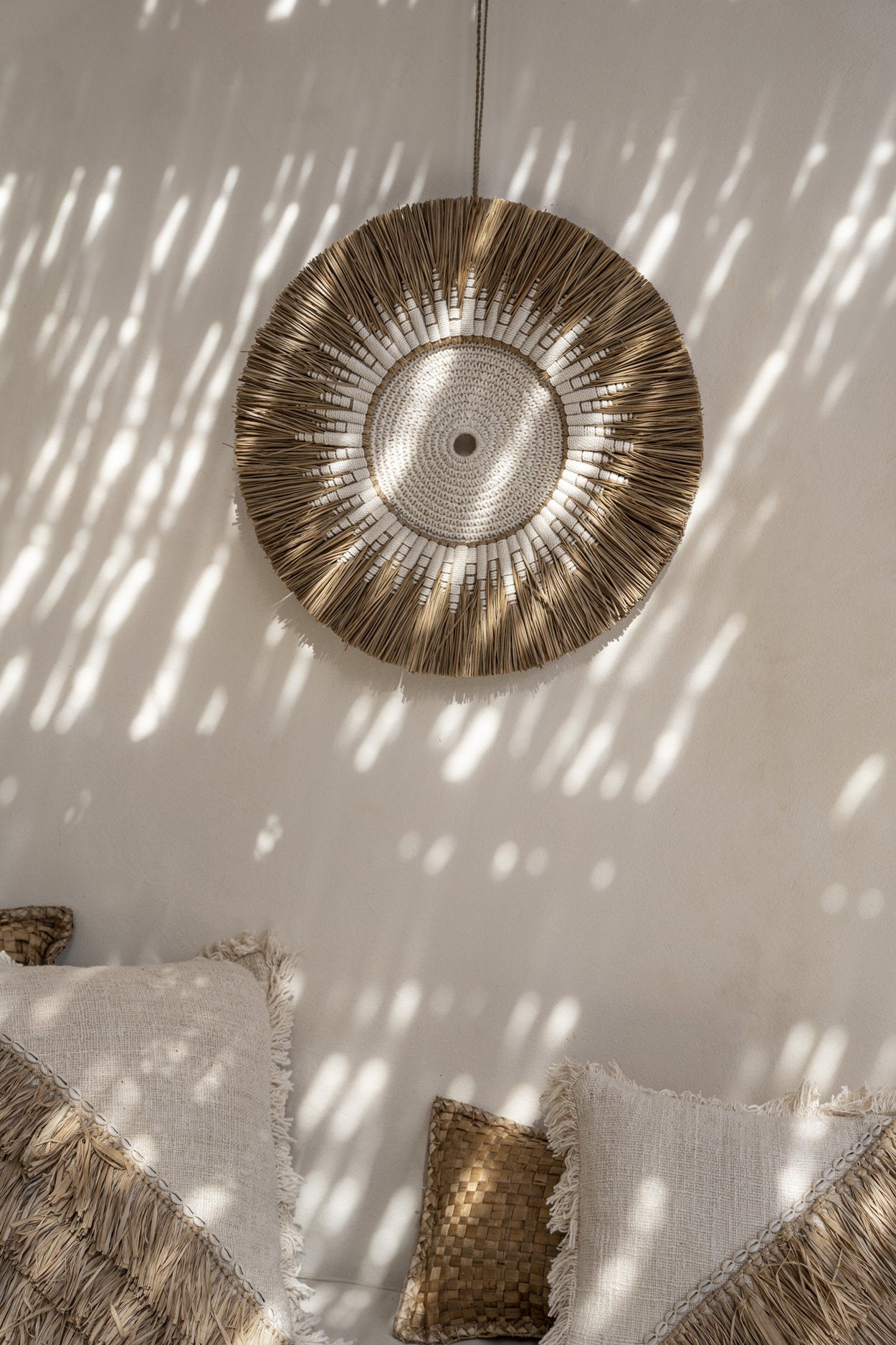 wanddeko macramee weiss marokkanisch-rund soulbirdee onlineshop