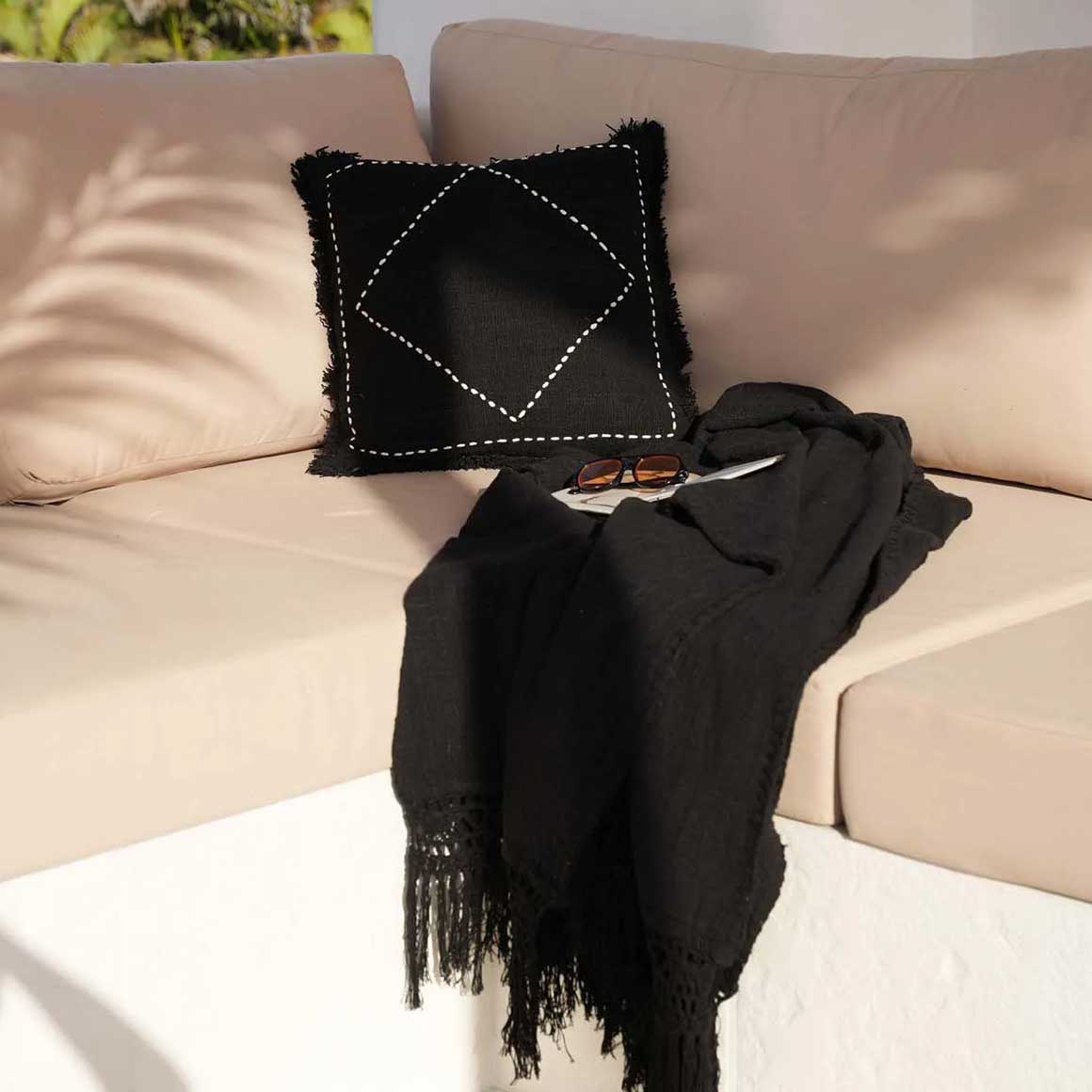 Boho Ethno Kissen Sofakissen Couchkissen Wüstensand Marokkanisches Dekokissen Zierkissen, Boho Kissen kaufen schwarz Soulbirdee Onlineshop