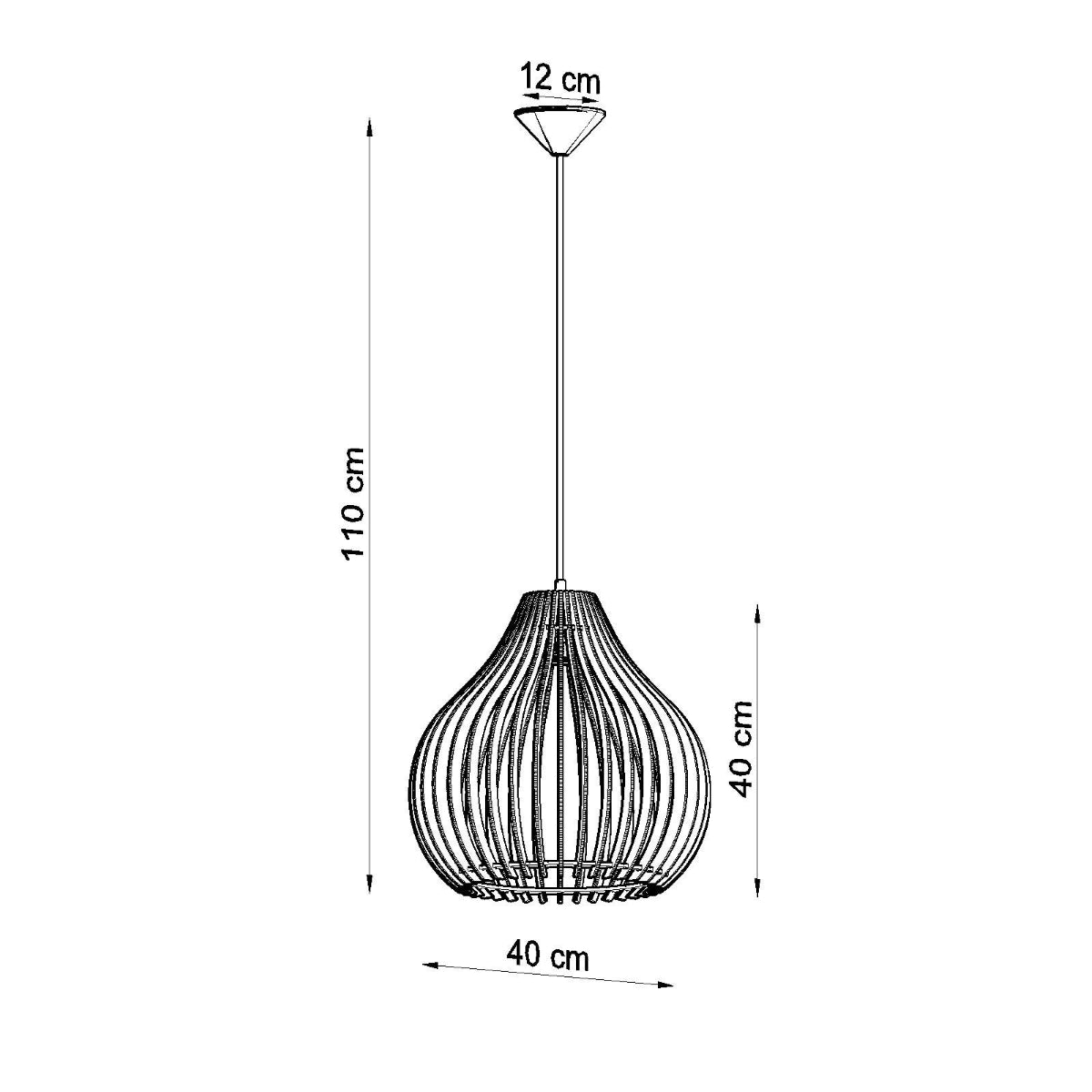 DEtail Zeichnung Holzlampe Abmessungen