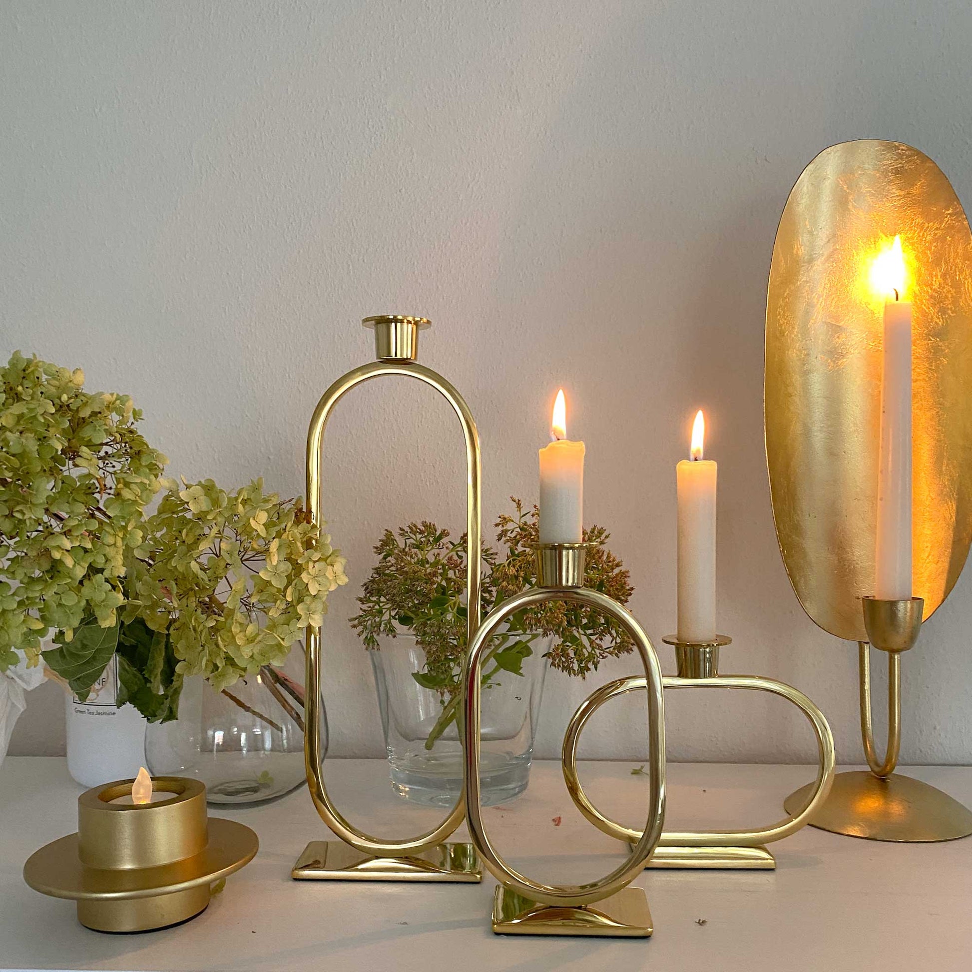 Kerzenständer Kollektion MetroBungalowDk oval ellipse Kerzenhalter Gold Metall Soulbirdee Onlineshop