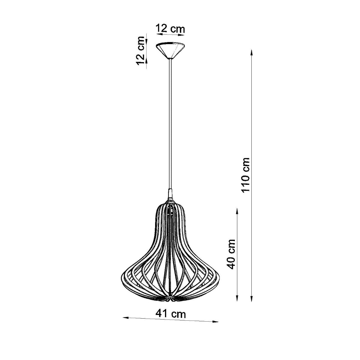 Detail-Zeichnung Holzlampe Abmessungen