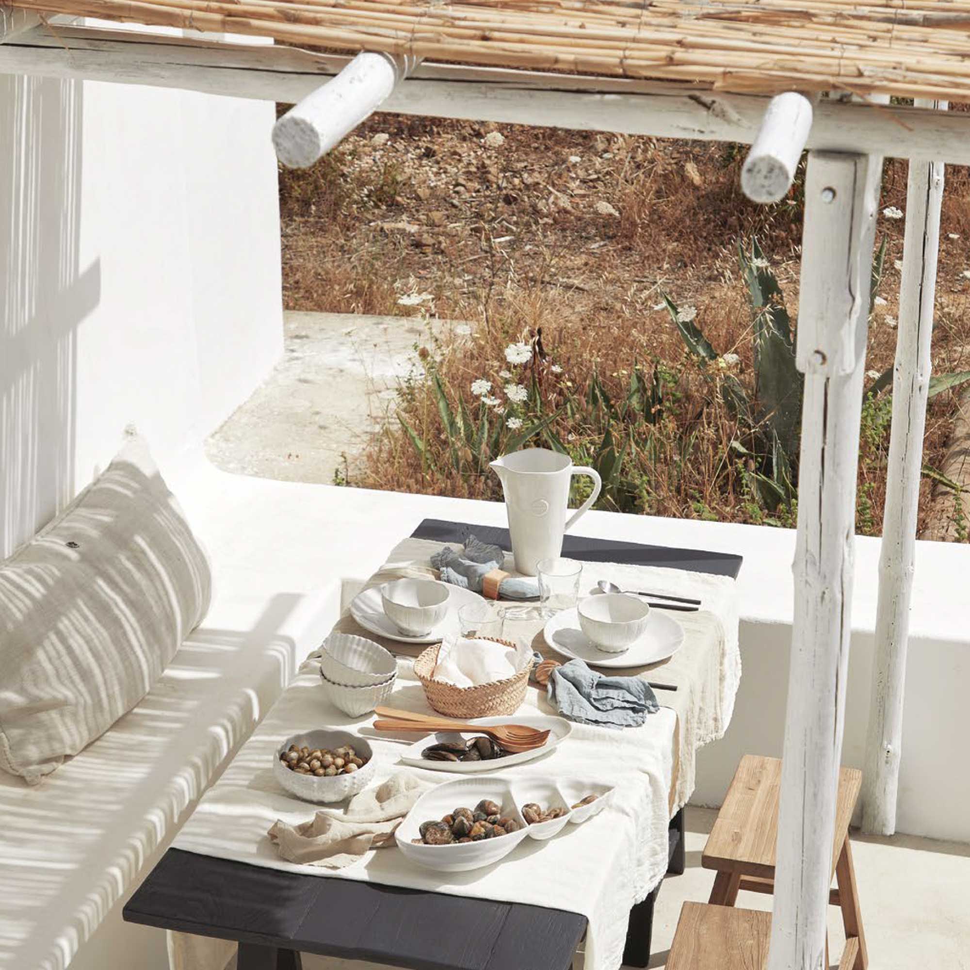 Weißes geschirr Muschel esstischdeko Schale Snackschale Schüssel Geschirr Porzellan MRD402 Geschirr mediterran maritim Soulbirdee Onlineschop Geschirr kaufen Boho Style