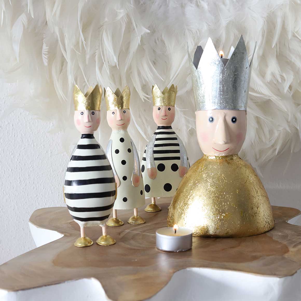 König Wichtel deko figur Weihnacht dekofigur kaufen Gold Silber schwarz beige creme Tischdeko Weihnachten Onlineshop Soulbirdee