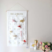 Adventkalender Adventskalender Frohe Weihnachten Stoffkalender WEiss Adventszeit Geschenk für Baby & Kinder Weicher Kalender zum Selbst Befüllen Soulbirdee Shop