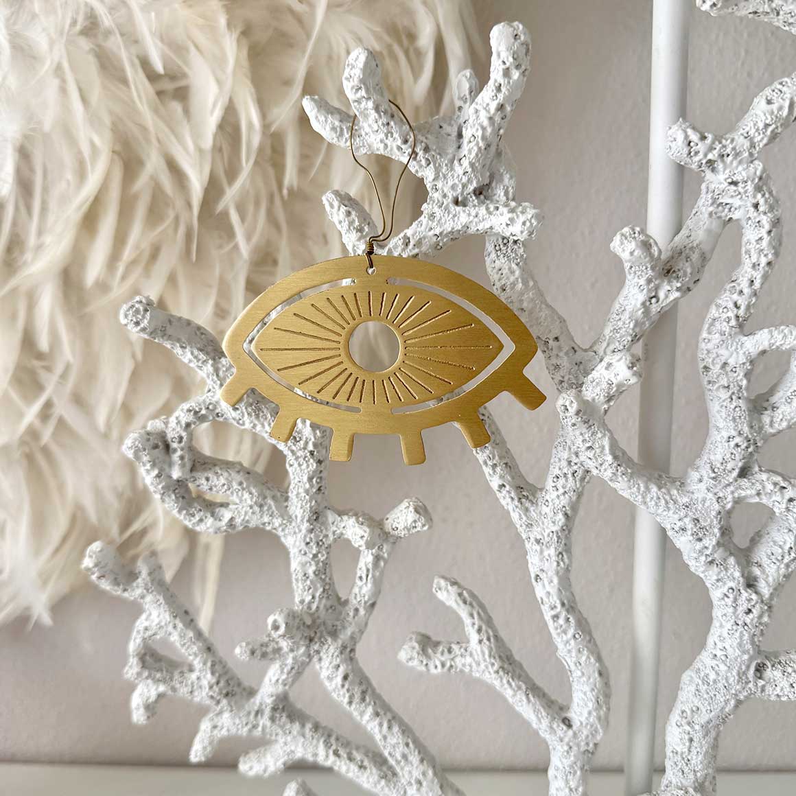 Dekoration mit Fatima Auge Gold Geschenk Dekoanhänger Boho Style Glücksmotiv Geschenkidee Wohnaccessoire Deko kaufen Soulbirdee Onlineshop