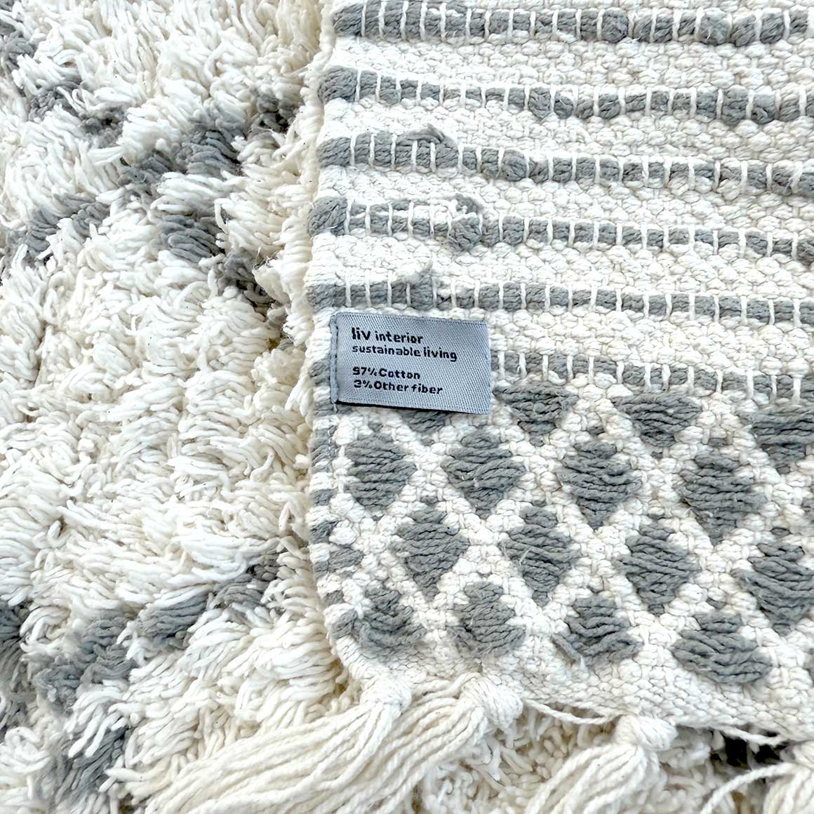 Badteppich Beni Ourain Teppich Beige Bio Baumwolle 60 x 90 Liv Interior