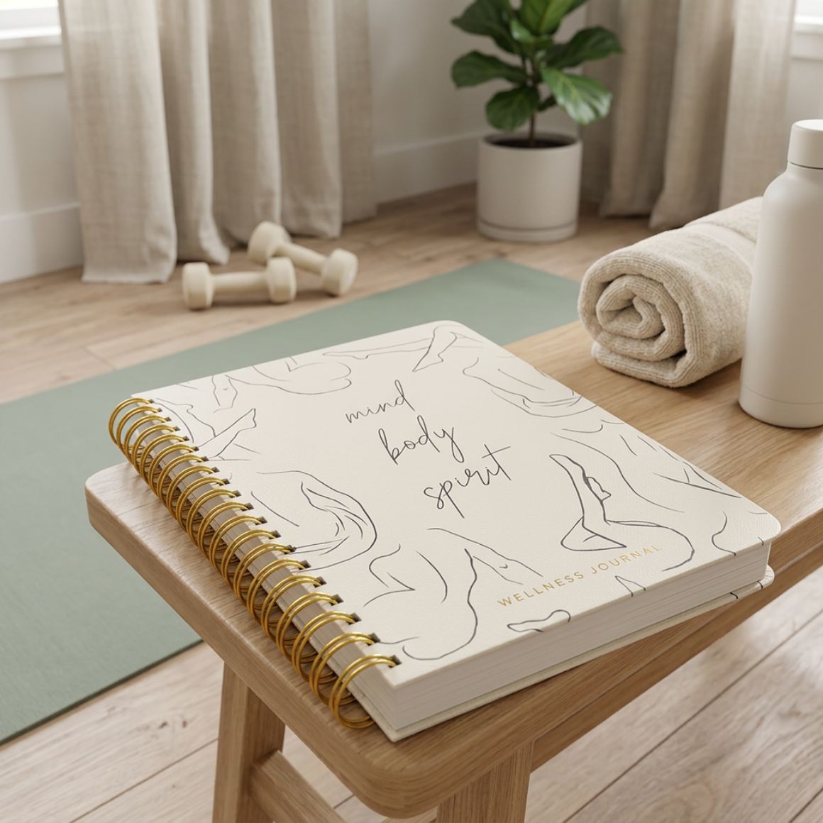 wellness journal body mind fitness geschenk selbstliebe tagebuch Frau geschenkidee soulbirdee onlineshop Designworks gold beige