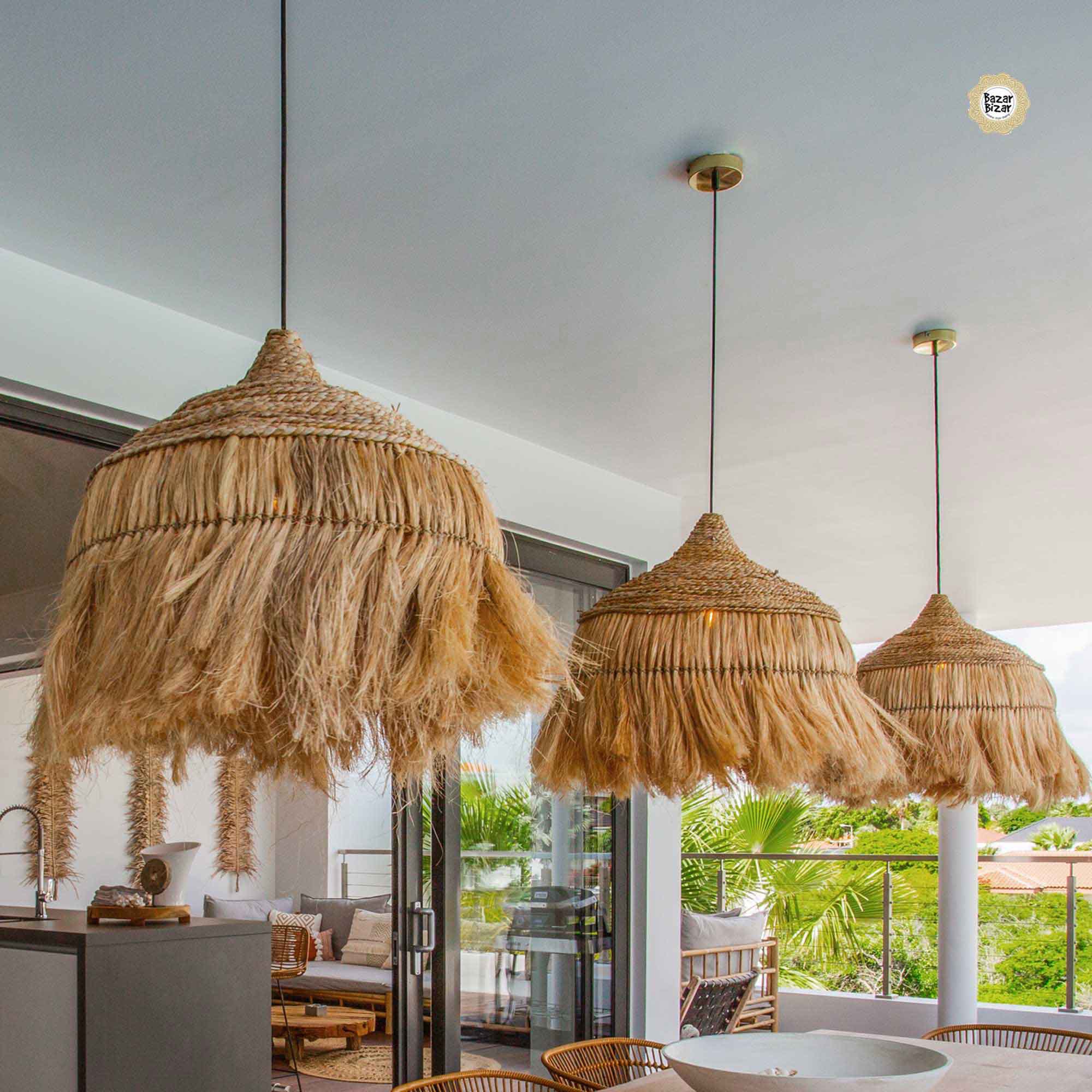 Boho Lampe Boho Hängelampe Boho Lampenschirm Abaca Hoola aus Gras Lampe Boho Wohnzimmer Bazar Bizar Boho Hängelampe kaufen Soulbirdee Onlineshop Lampenshop Boho Lampenschirm