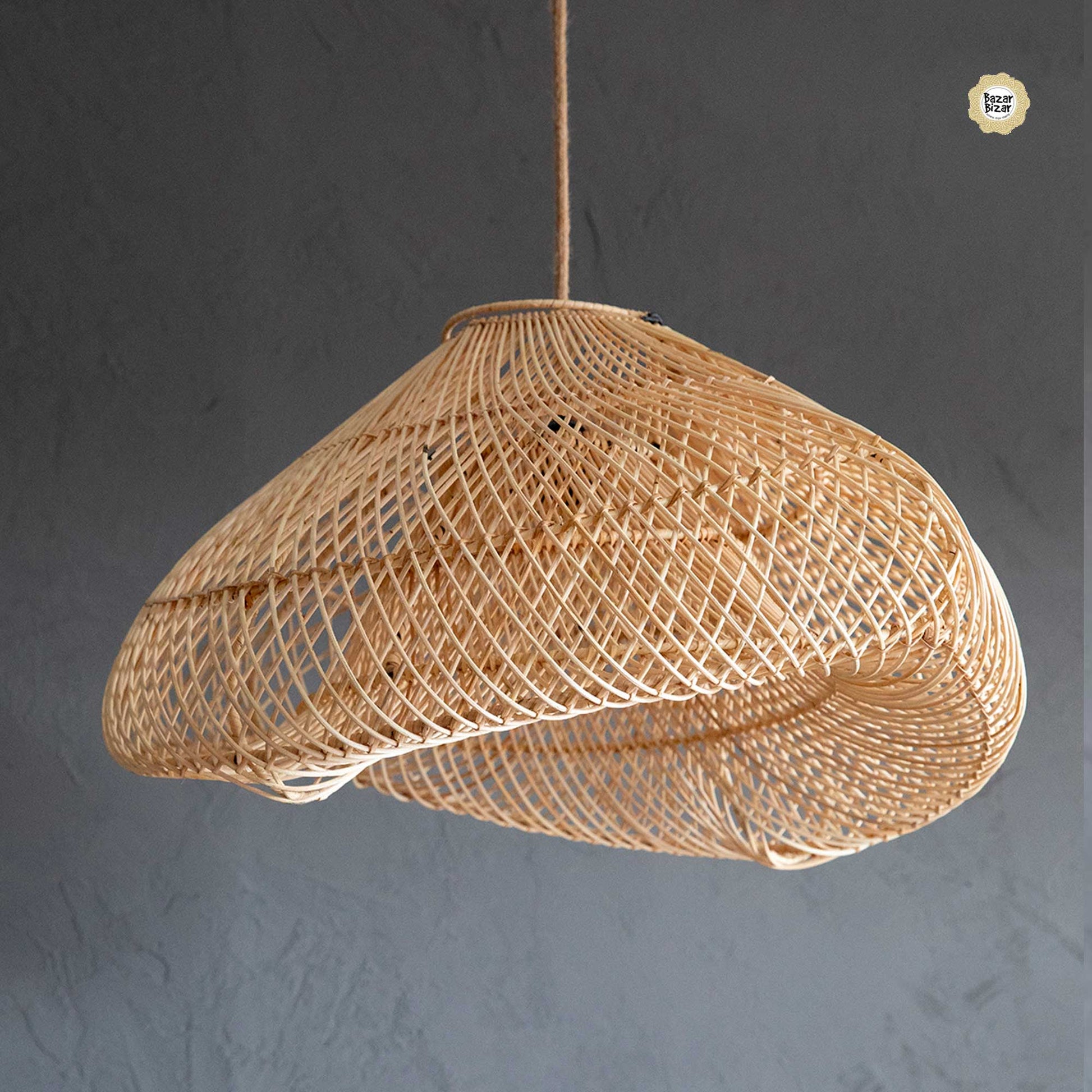 Schlafzimmer-Lampe aus Rattan in Braun im Boho Style, Wolke Lampe für das Schlafzimmer bei Soulbirdee Onlineshop kaufen