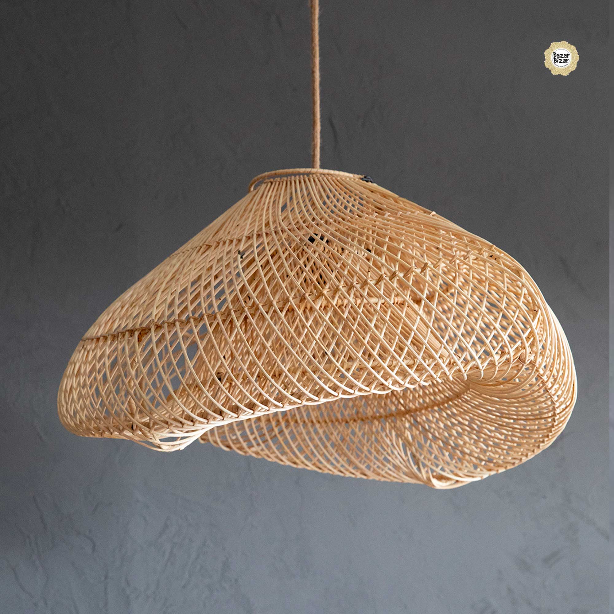 Schlafzimmer-Lampe aus Rattan in Braun im Boho Style, Wolke Lampe für das Schlafzimmer bei Soulbirdee Onlineshop kaufen