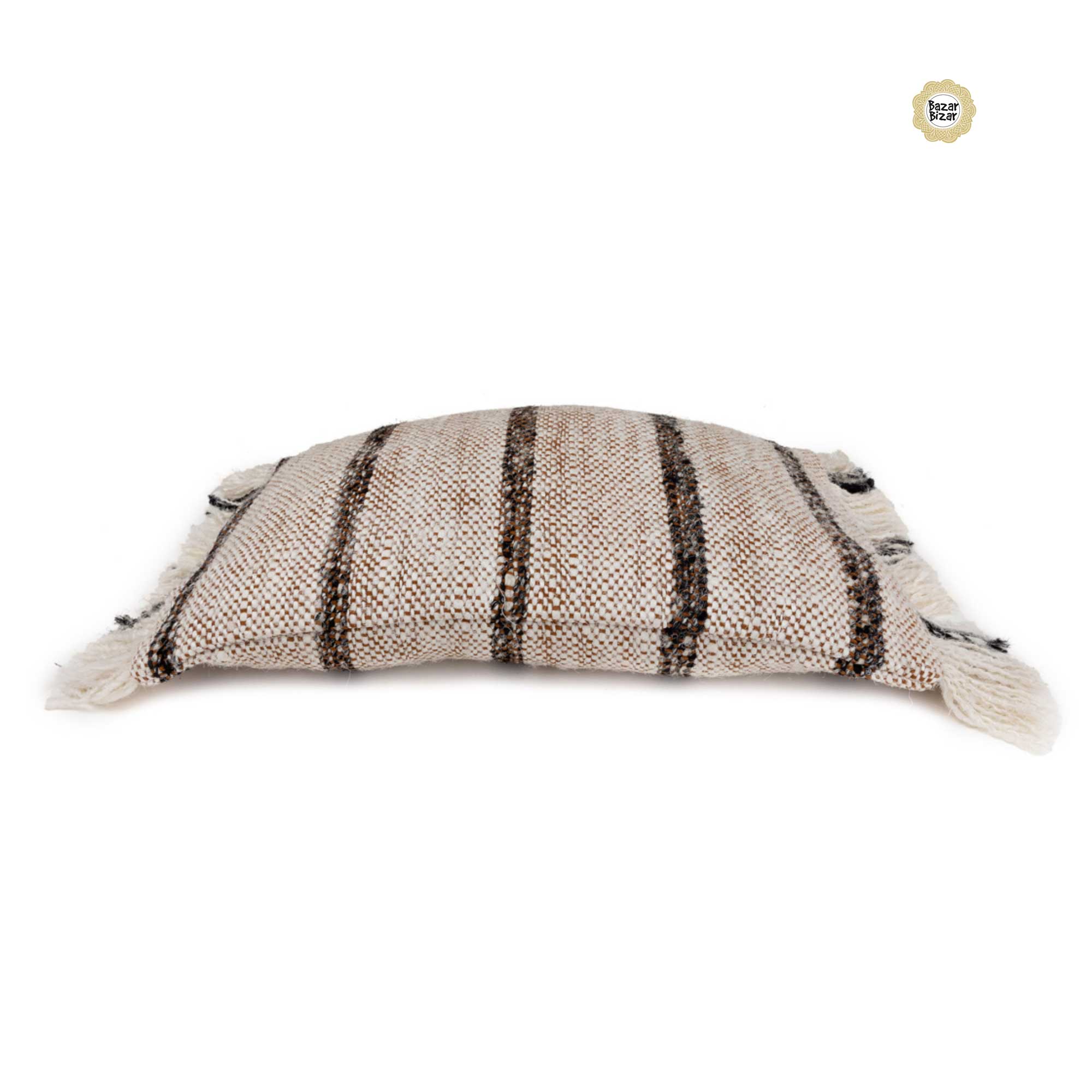 Boho Kissen Bohemian White Fransen Baumwolle Bazar Bizar Soulbirdee