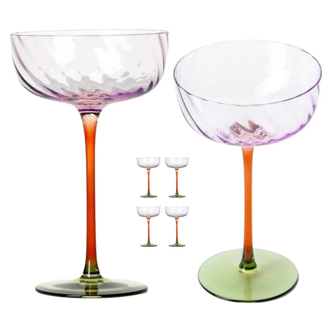 3- farbig Coupe Champagnerglas Set moderne Design Gläser bunt