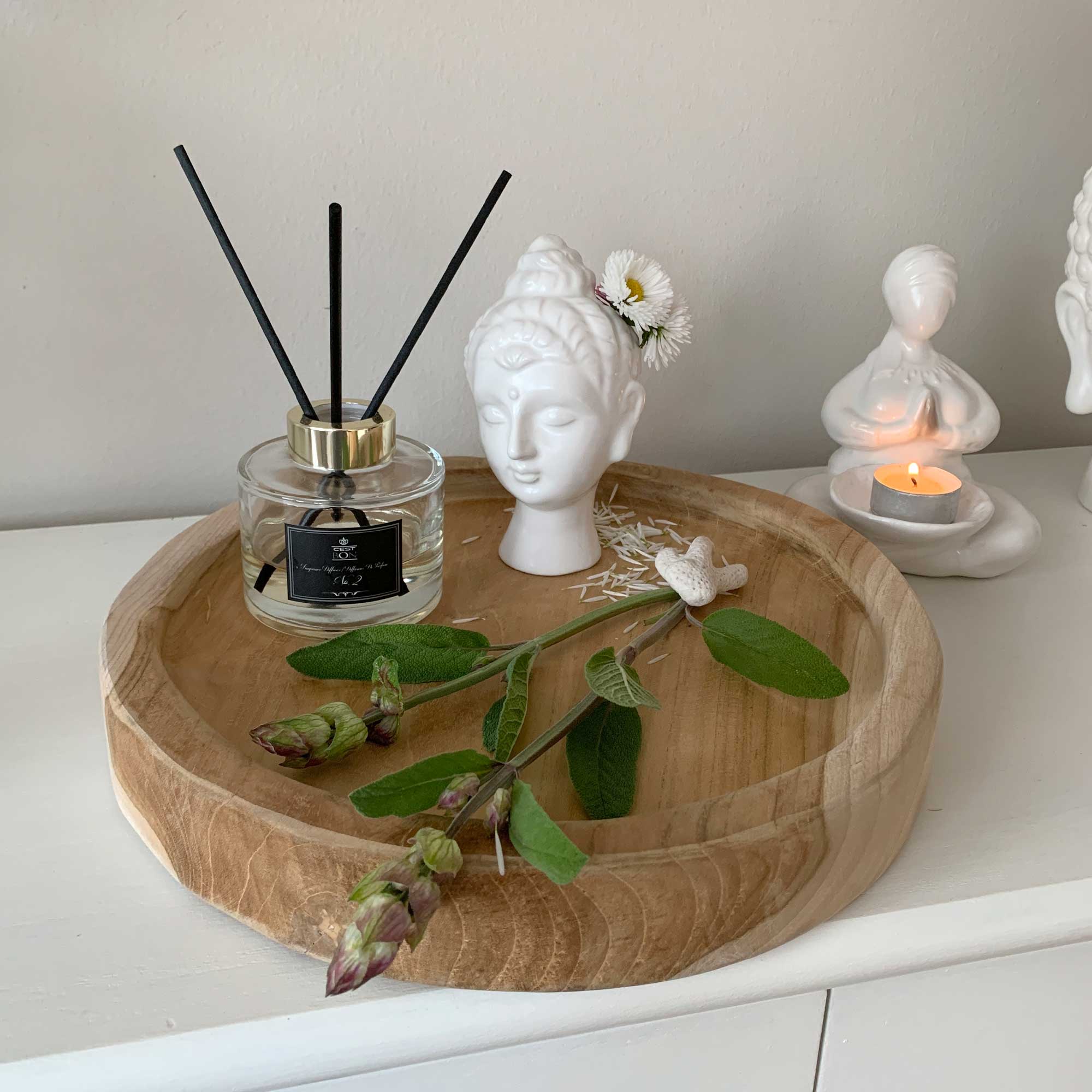 Dekotablett Teakholz-Tablett aus Teak zum Dekorieren und Servieren, Soulbirdee Onlineshop