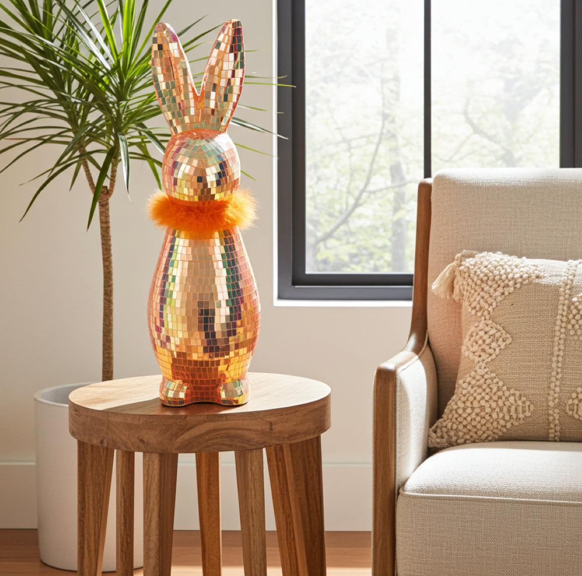 Disco-Hasen mit Spiegelmosaik Spiegelmosaik-Hasen GLAMMY in Orange Metallic