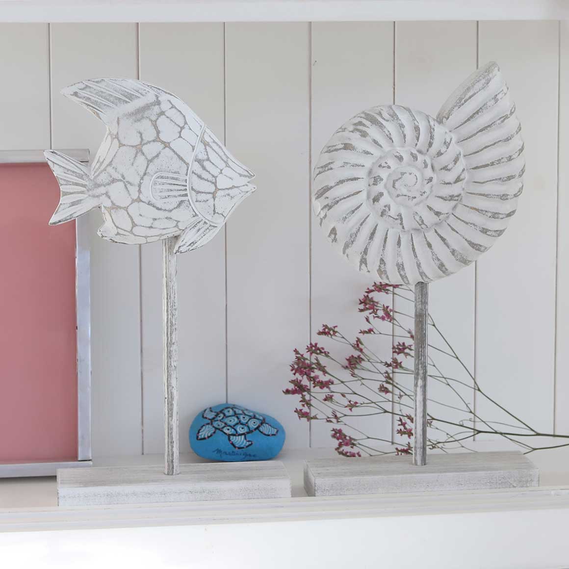 Strandgut Deko Muschel & Fisch Maritime Deko für Deine sommerliche Dekoration zuhause ♥ Dekorieren mit Holzfiguren ♥ Soulbirdee Onlineshop