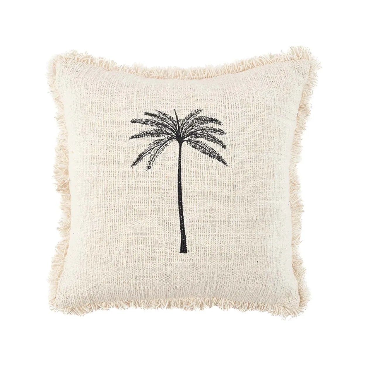 Dekokissen ISLA PALM ♥ Boho Kissen 50x50 in Beige mit Palme ✓ Beach Club Deko | Seaside Style | Bazar Bizar Deko kaufen | Boho Style ✓ Soulbirdee Onlineshop
