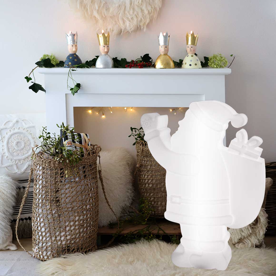 Dekoleuchte SANTA Lampe | Weihnachtsbeleuchtung Outdoor-Beleuchtung für Nikolaus | LED Lampe mit Kabel | Weihnachtsdeko | Wohnzimmer Weihnachten Soulbirdee Onlineshop