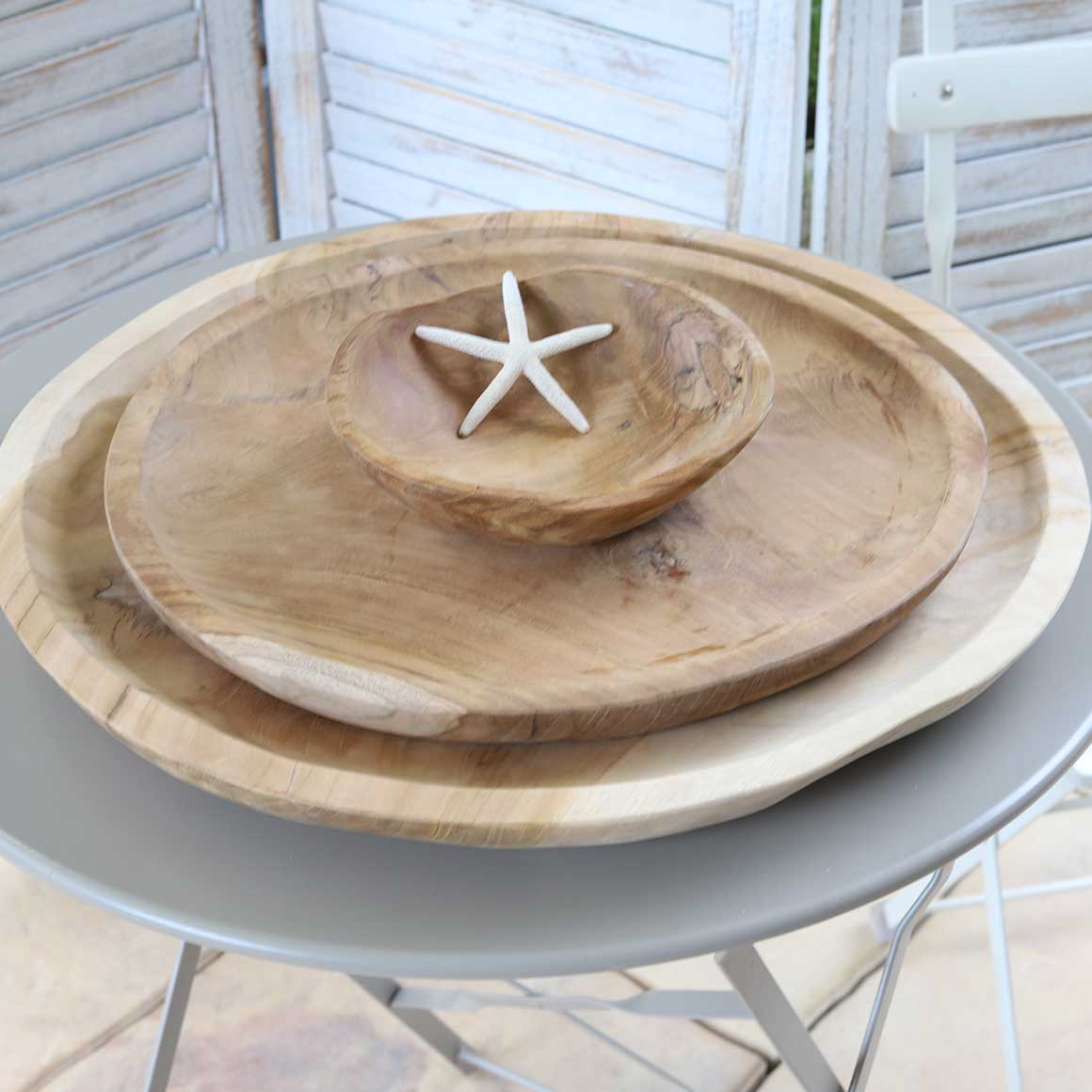 Rundes Dekotablett Teakholz Tablett aus Teak Dekorieren Servieren Soulbirdee Onlineshop