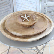 Rundes Dekotablett Teakholz Tablett aus Teak Dekorieren Servieren Soulbirdee Onlineshop