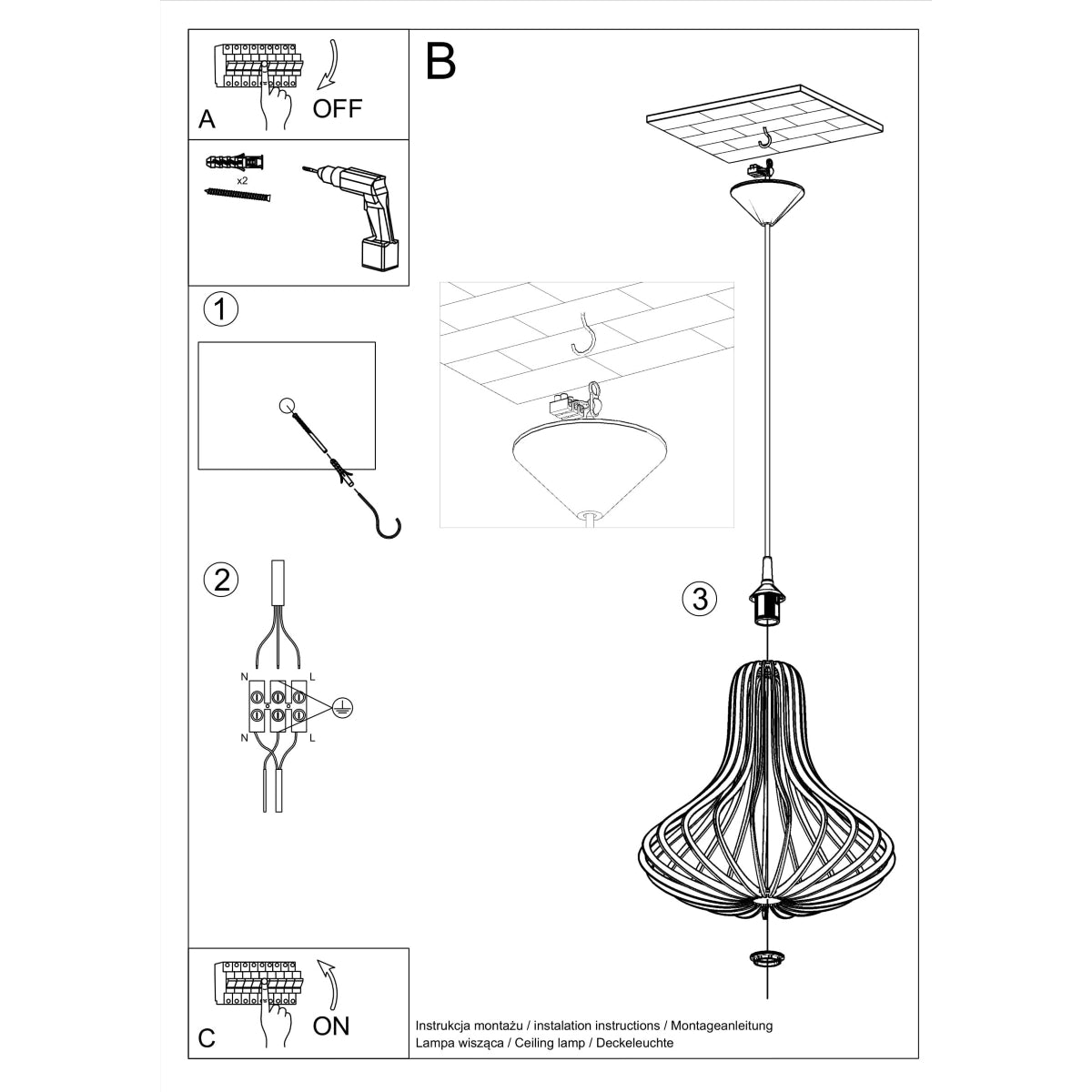 Datenblatt Detail Zeichnung Holzlampe Abmessungen