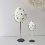 Ei mit goldenen Punkten 2-er Figur Blech Dekofigur 2-er Set Osterei Weiss Gold Deko Ostern 2023 Soulbirdee Onlineshop