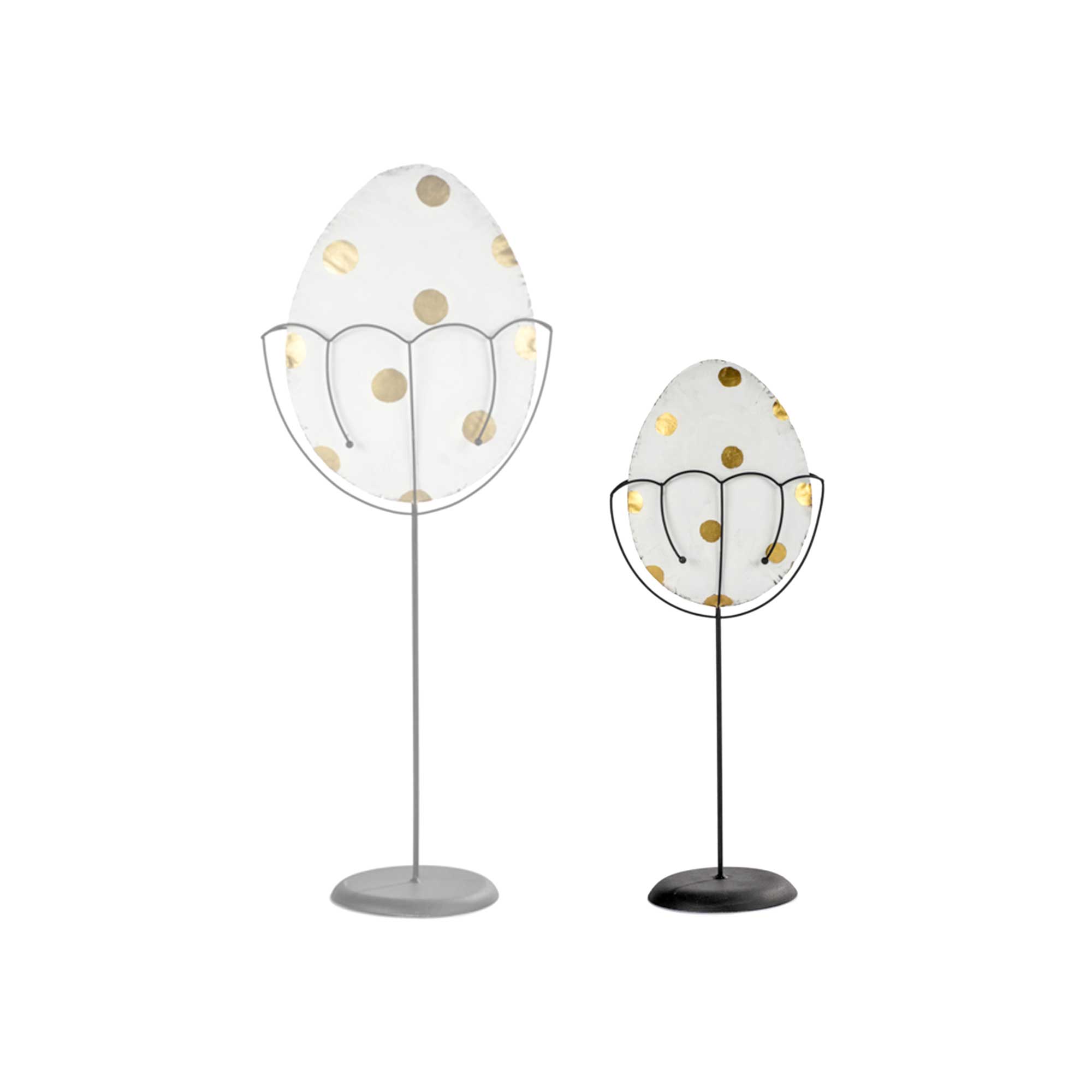 Ei goldene Punkte Größe S Figur Blech Dekofigur Osterei Weiss Gold Deko Ostern 2023 Soulbirdee Onlineshop