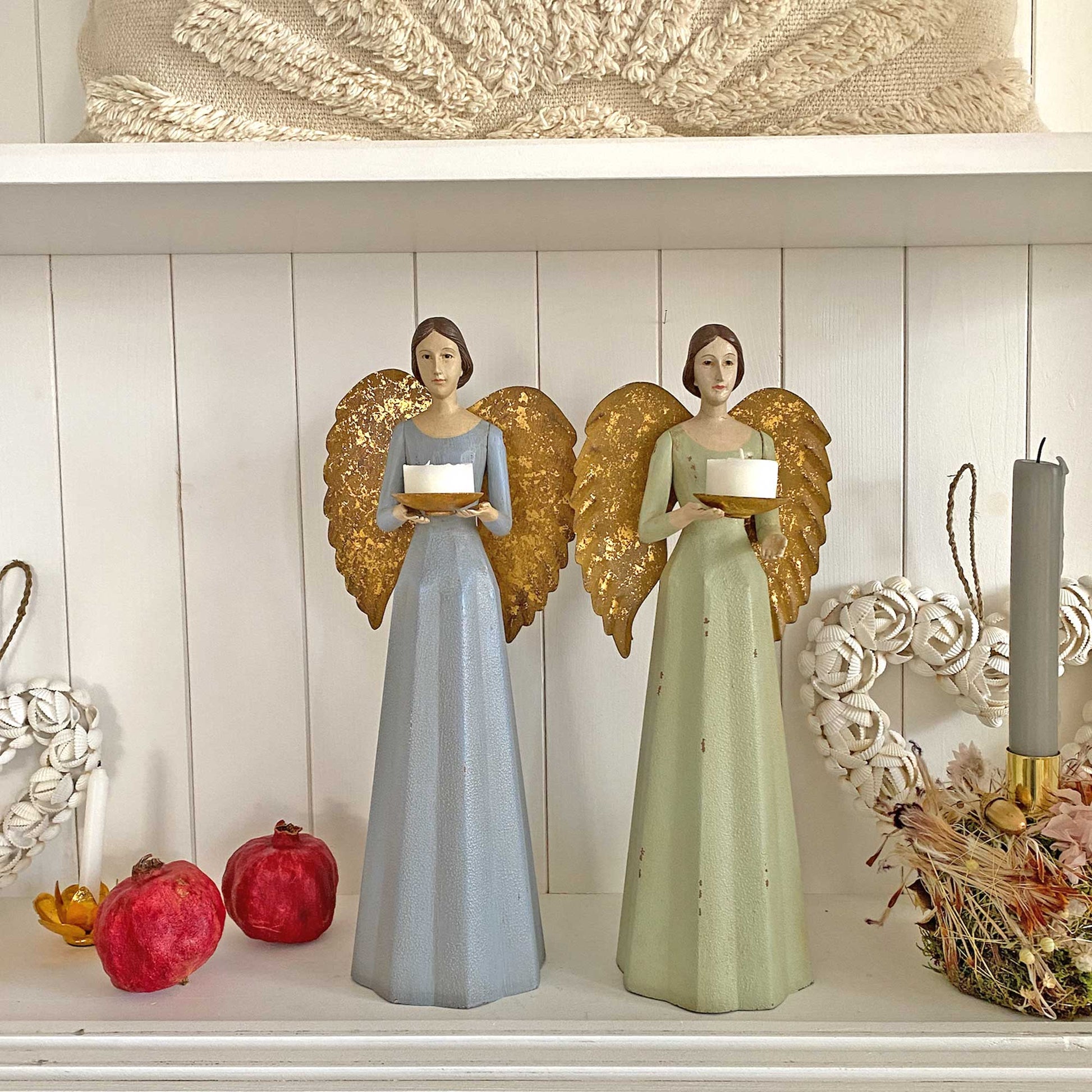 Engel Kerzenhalter Gold Landhaus Stil Teelicht Weihnachtdekoration im romantisch Vintage Engel Deko kaufen