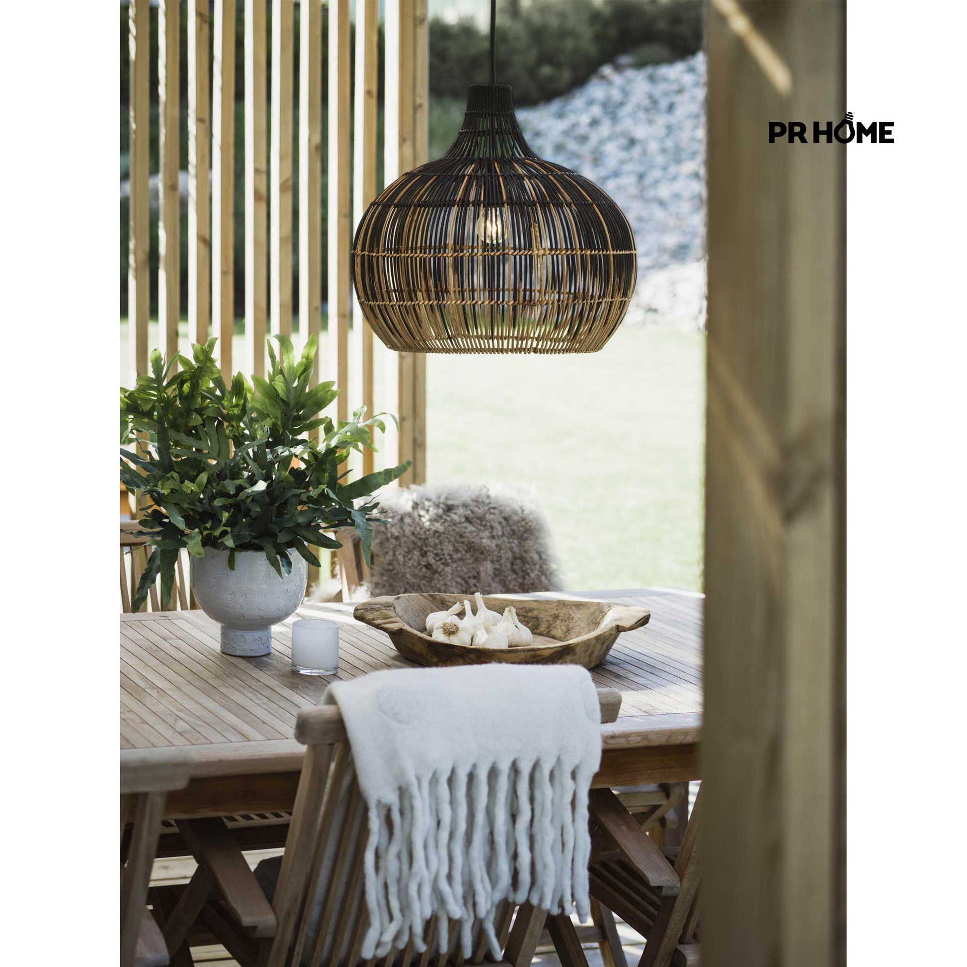 Esstisch Lampe Rattan Martha von Prhome ✅ 5331-BT02 Hängelampe Leuchte Schwarz Beige Scandi Boho Soulbirdee Onlineshop