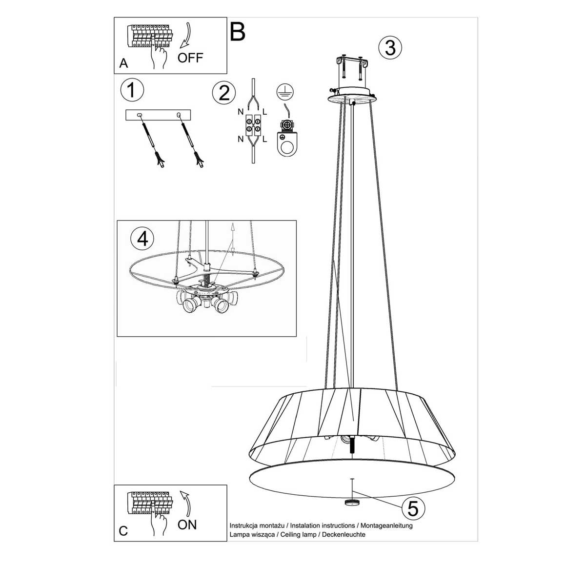 Montage Anleitung Esstisch Pendelleuchte schwarz weiss moderne Hängelampe Esstischlampe Wohnzimmerlampe Soulbirdee Lampenshop