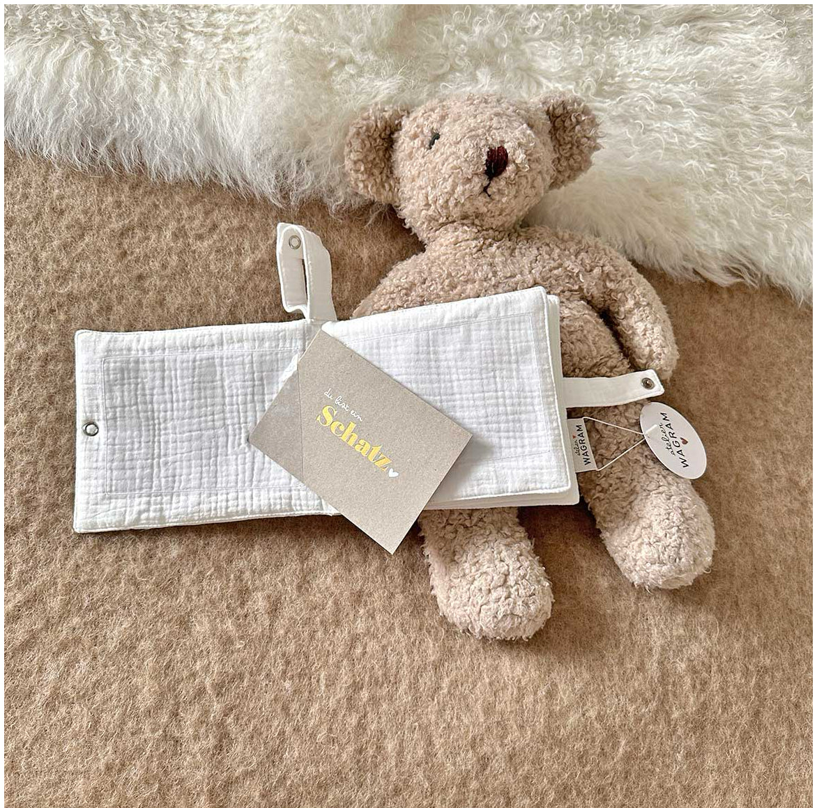 Weiches Stoff Fotoalbum für Babys mit Fototaschen