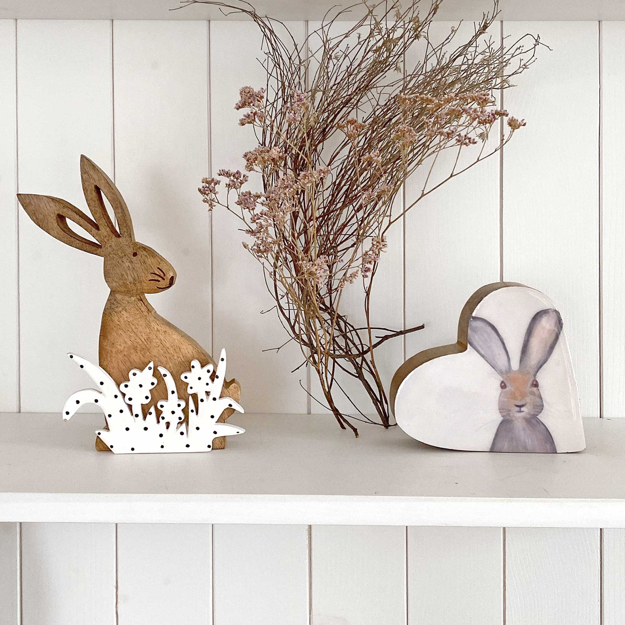 Hasenherz Deko aus Holz Frühlingshasen Holzhasen Mango Holz Deko Frühling Osterdeko Mangoholz natürliche Deko Soulbirdee Onlineshop