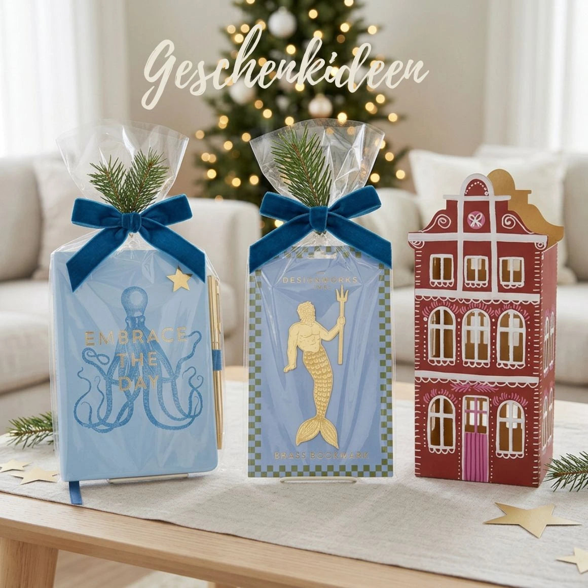 Geschenkideen zu Weihnachten für Mama, Tochter, Mann, Sohn hier sind ein Tagebuch, ein Lesezeichen und ein Lichthaus