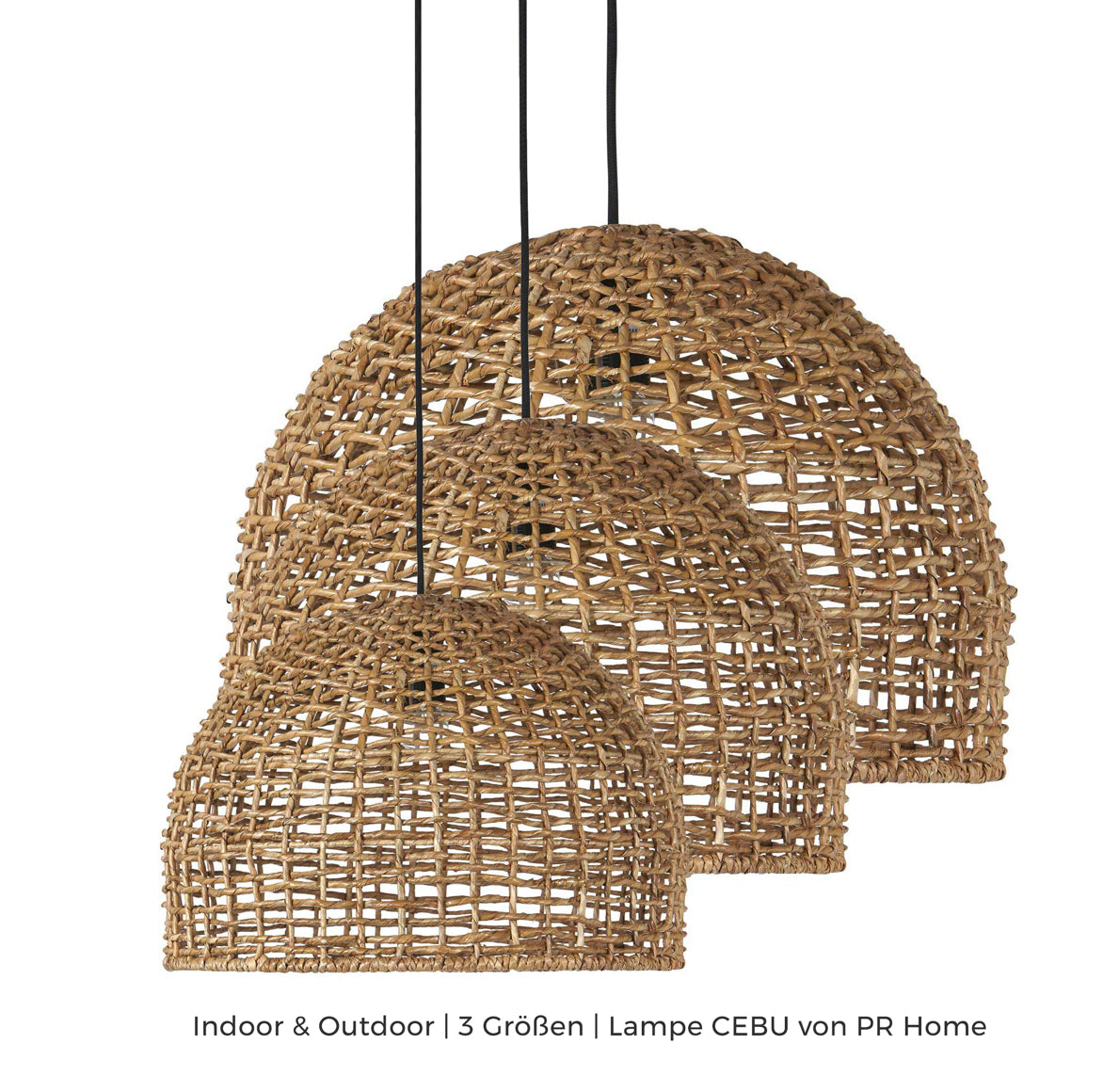 Hängelampe Cebu Outdoor Lampe & Indoor Hängelampe für Esstisch  Balkon, Wohnzimmer, Esszimmer von Prhome aus Naturmaterial von Hand geflochten bei Soulbirdee