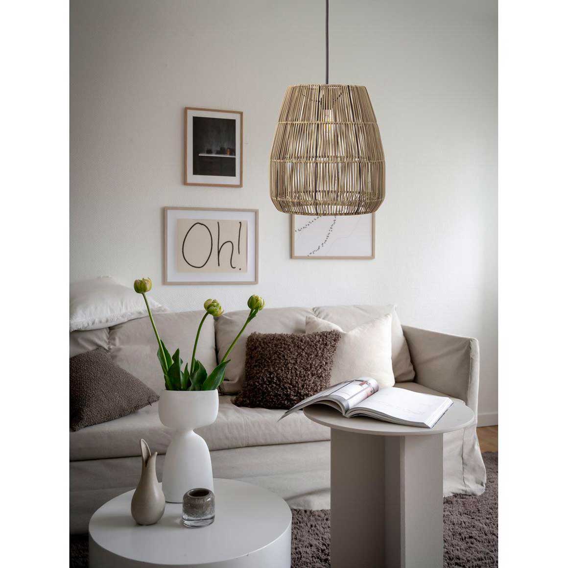 Hängelampe Aus Rattan, Plug-in Pendelleuchte Dimmbar - Boho Stil Für Küche, Schlafzimmer & Bauernhaus