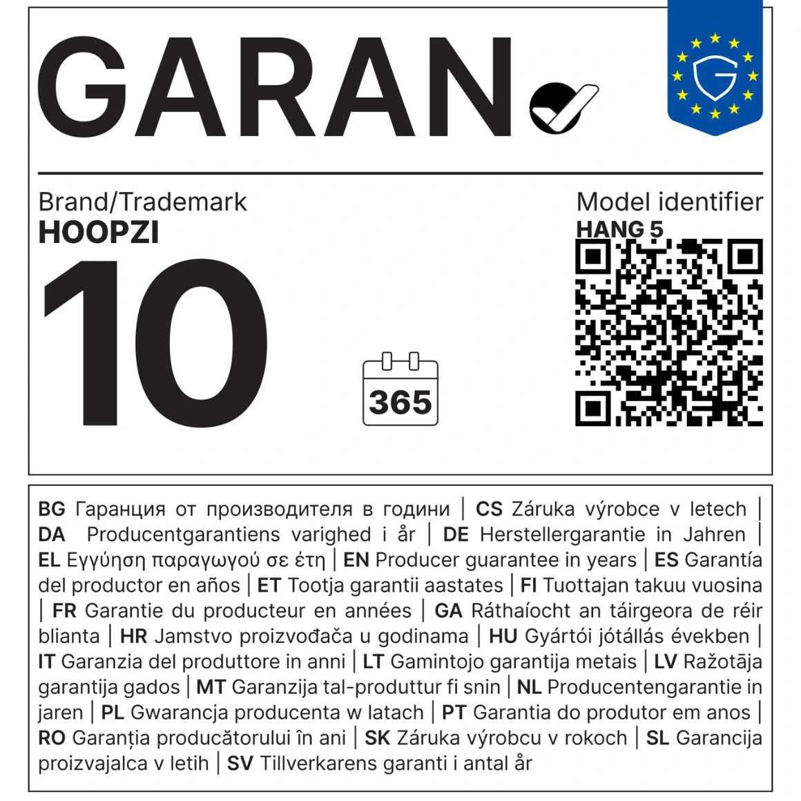 Hang 5 Garan 10