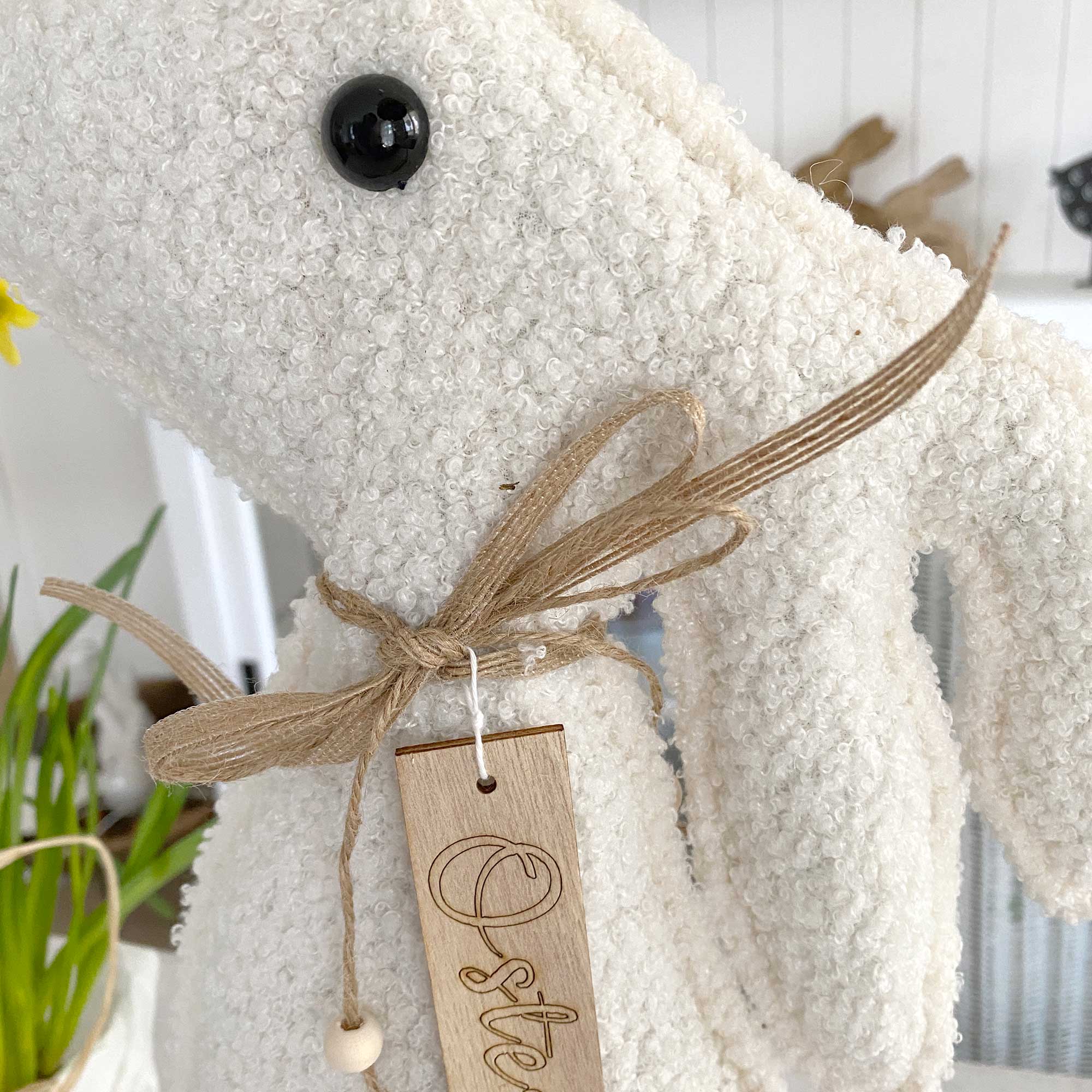 Gesicht Osterhase Deko Ostern Dekoration weiss weich Stoff Mama dekorieren Soulbirdee Onlineshop
