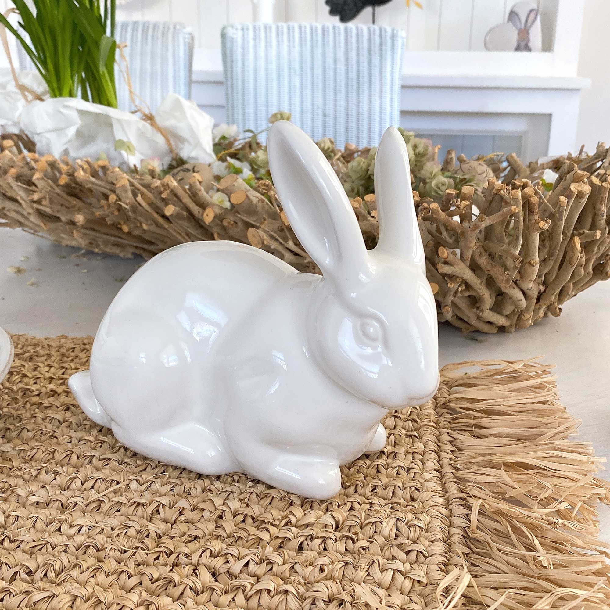 weisser hase osterhase Soulbirdee Onlineshop Ostern Osterdeko Dekoration Idee kaufen Osterdekor Weißer Hase Felix 2023 im Landhausstil